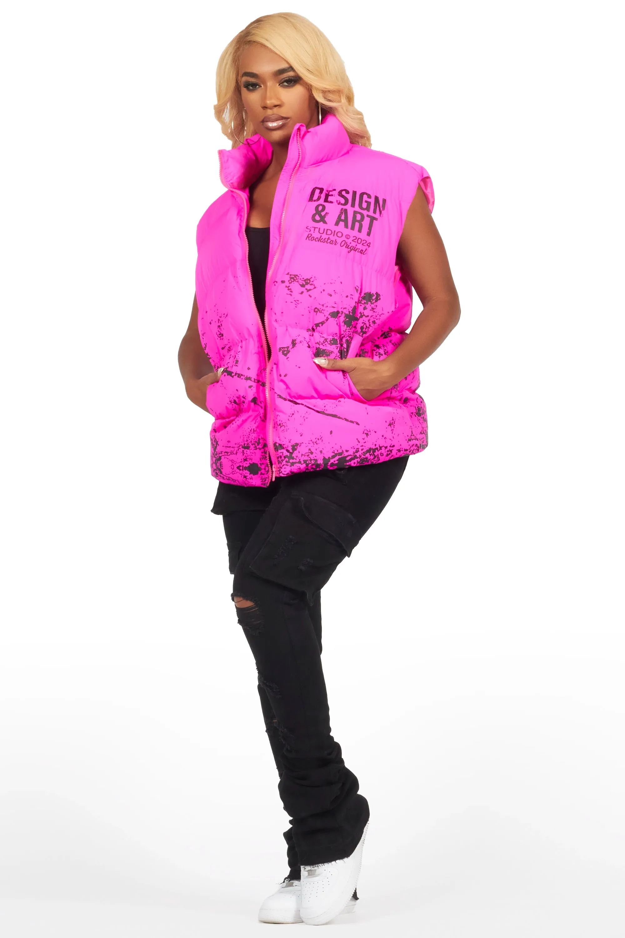 Lamanda Hot Pink Puffer Vest sold by Rockstar Original product image thumbnail 3