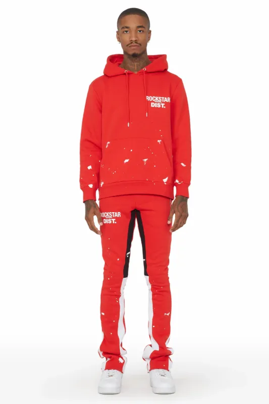 Raffer Red Hoodie/Stacked Flare Pant Set sold by Rockstar Original