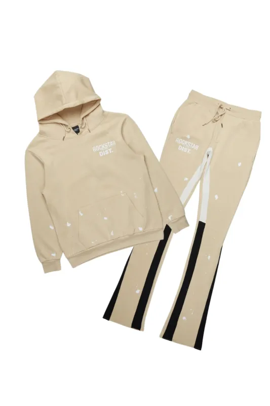 Raffer Beige Hoodie/Stacked Flare Pant Set sold by Rockstar Original