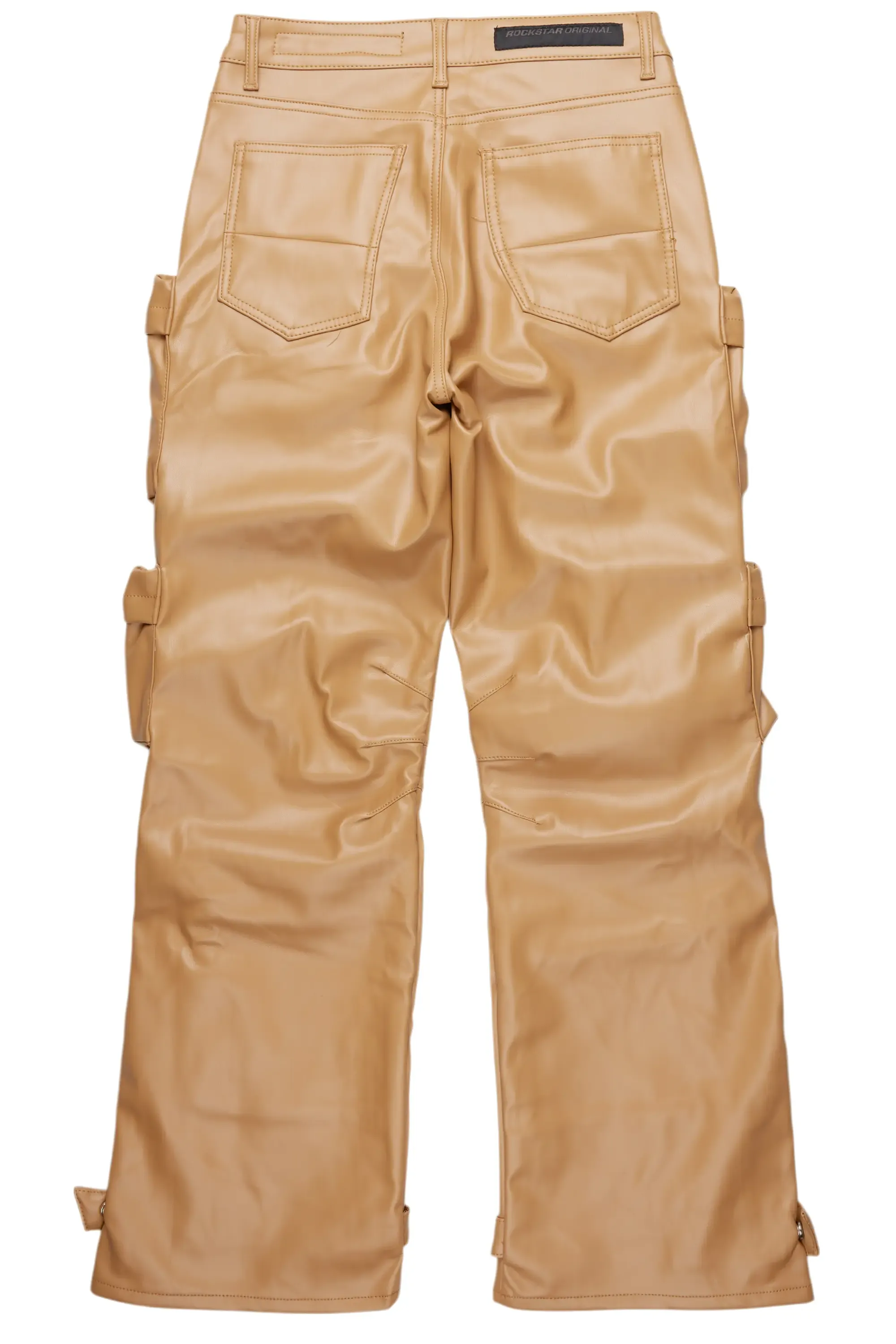 Lenz Beige PU Stacked Leather Jean sold by Rockstar Original product image thumbnail 3