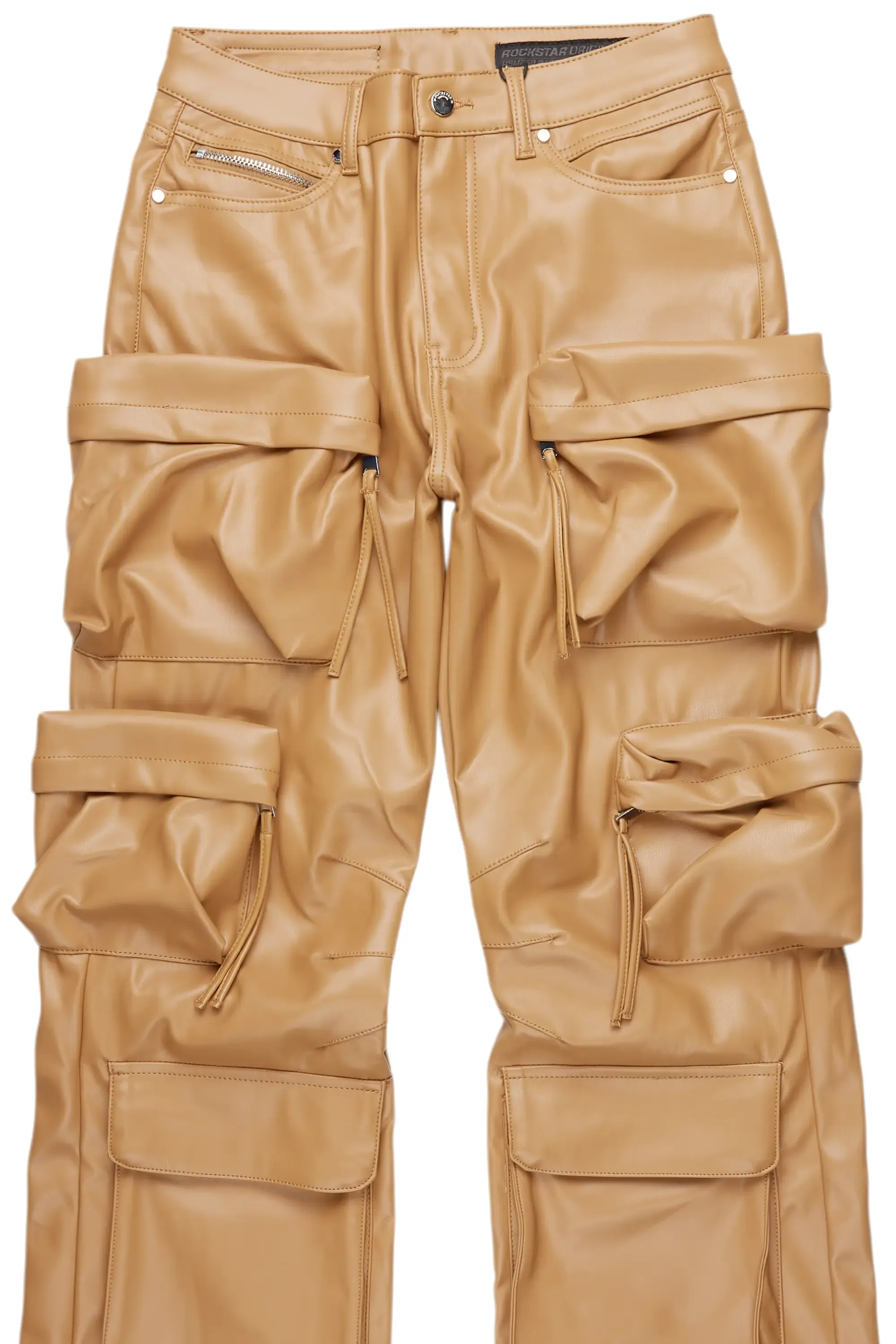 Lenz Beige PU Stacked Leather Jean sold by Rockstar Original product image thumbnail 2