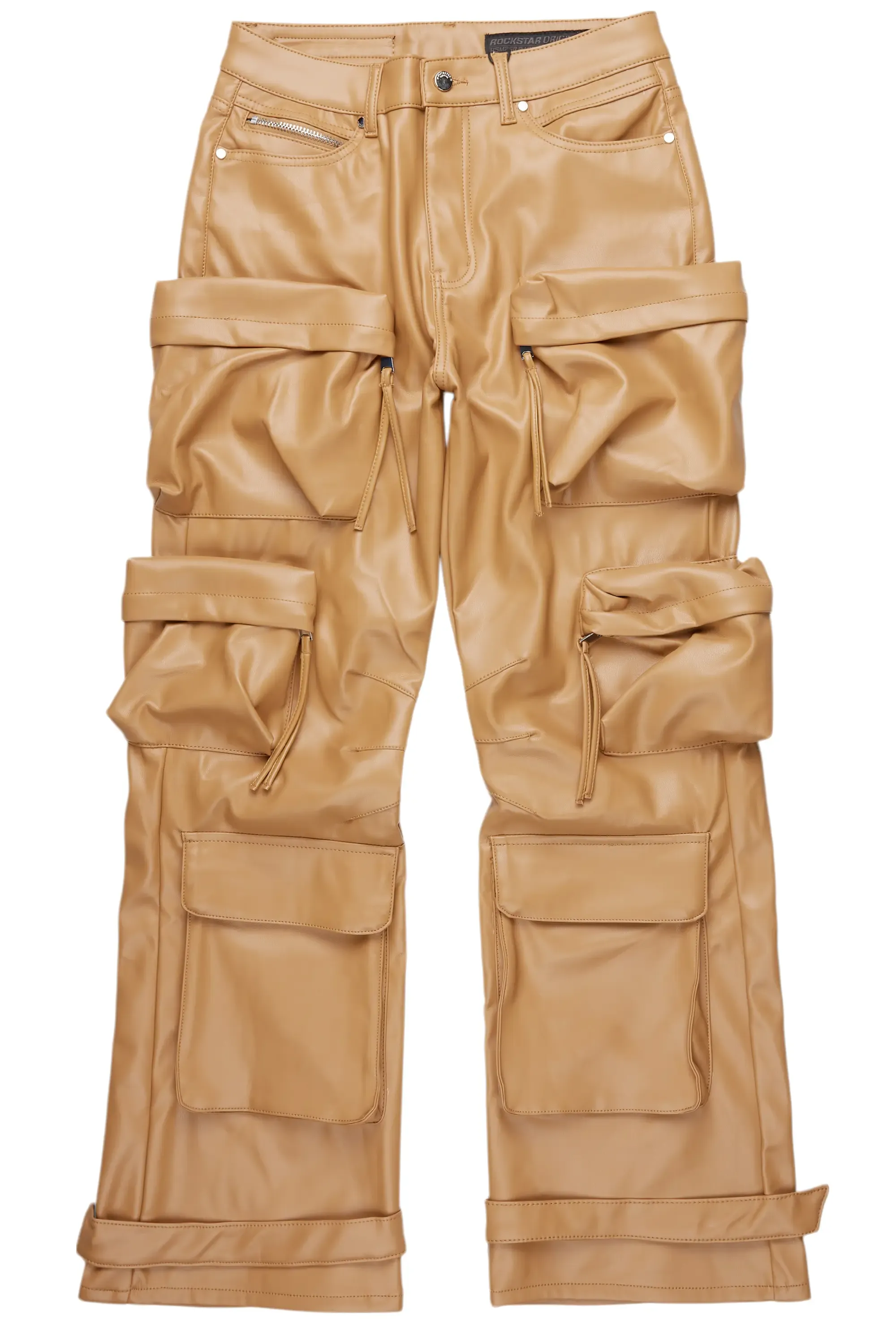 Lenz Beige PU Stacked Leather Jean sold by Rockstar Original