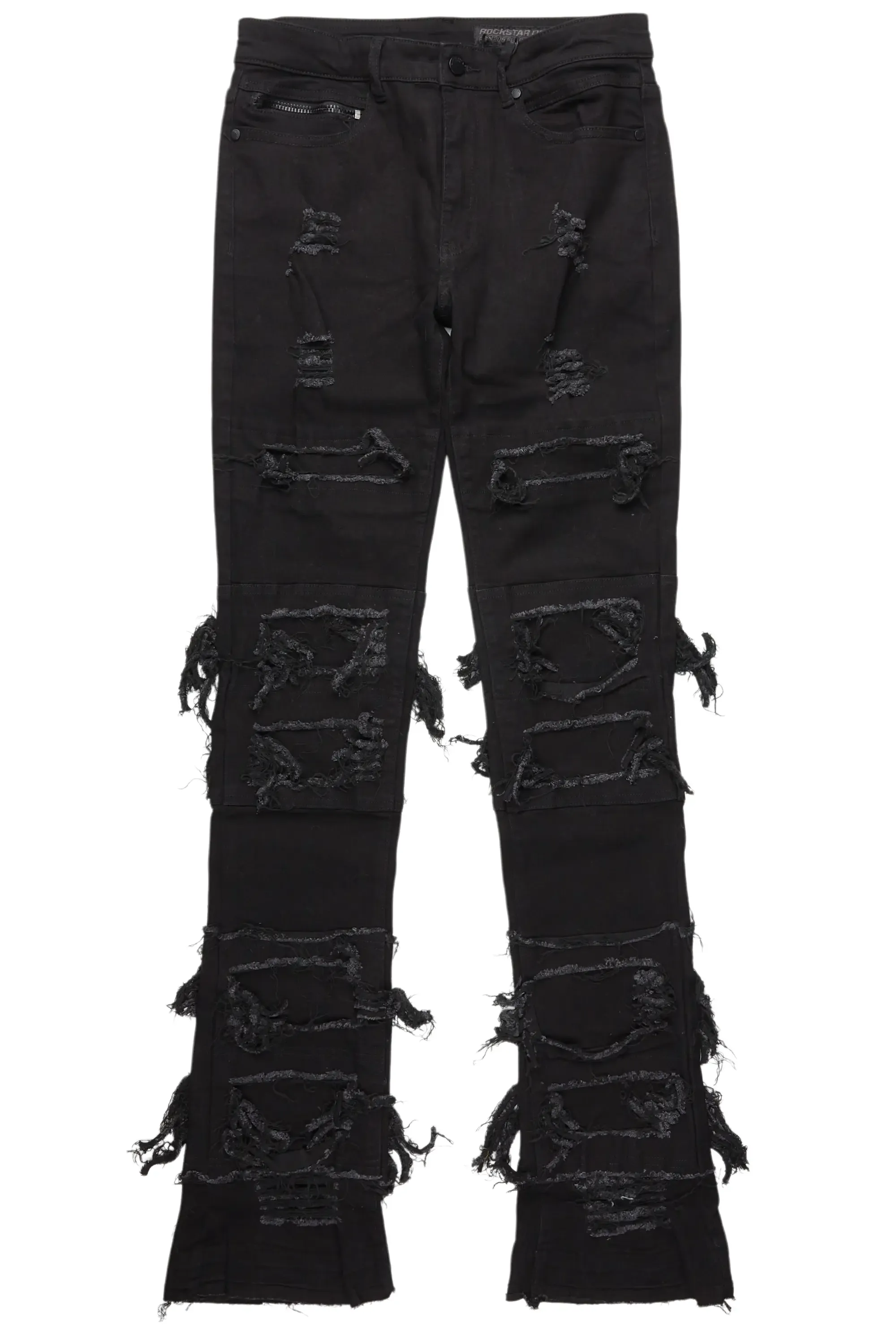 Vasco Jet Black Stacked Flare Jean sold by Rockstar Original