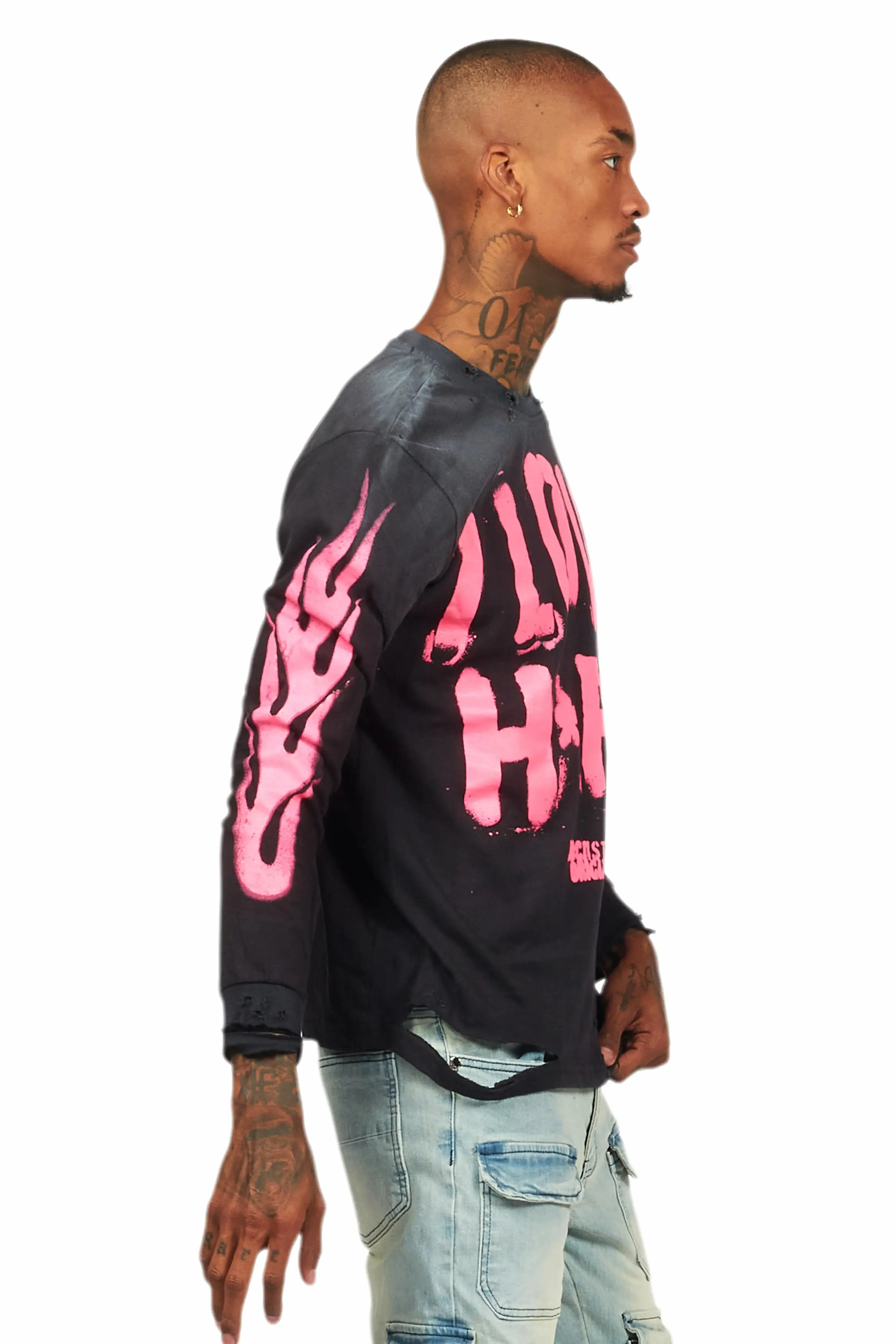 Banyan Black/Pink Long Sleeve Graphic T-Shirt sold by Rockstar Original product image thumbnail 3