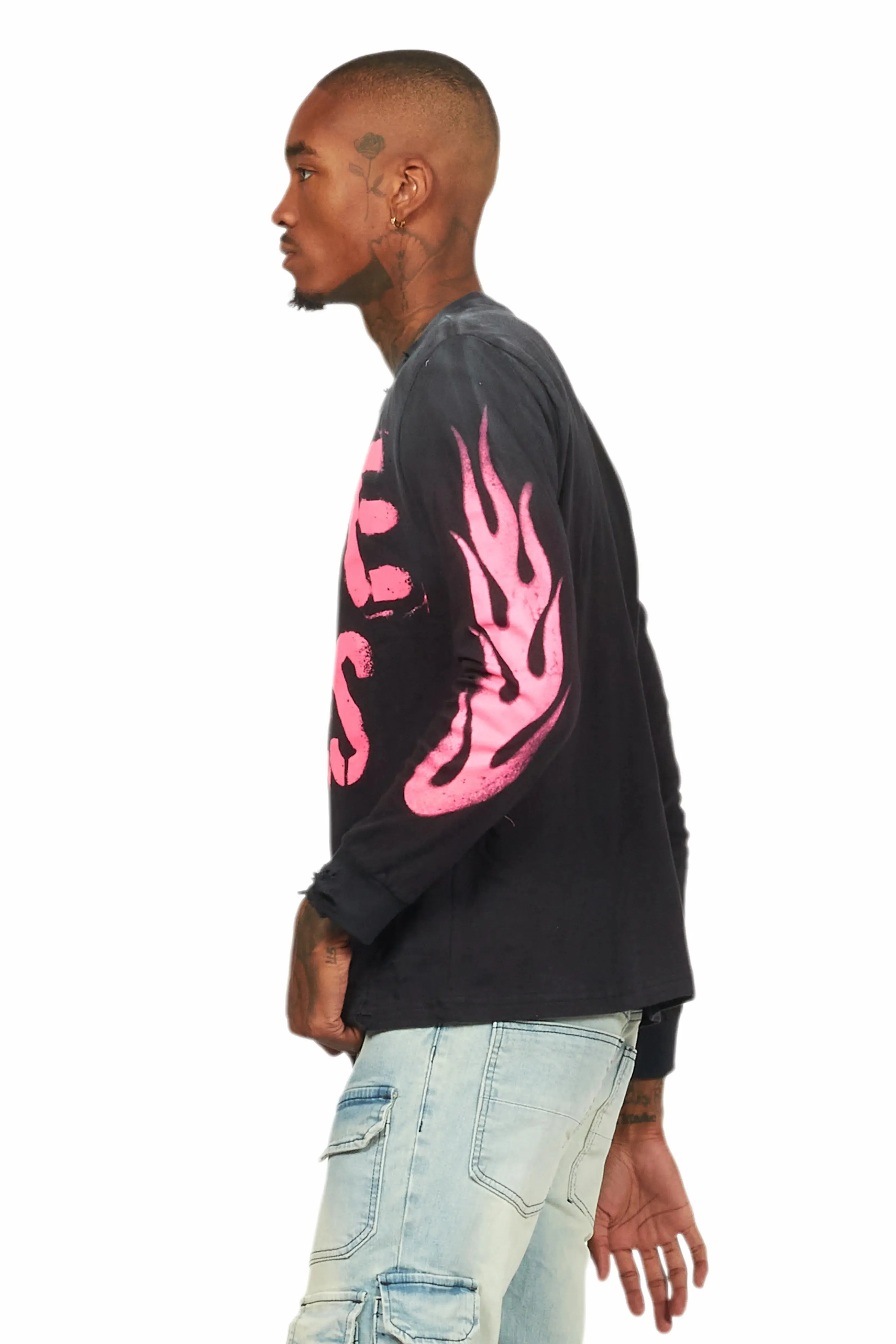 Banyan Black/Pink Long Sleeve Graphic T-Shirt sold by Rockstar Original product image thumbnail 5