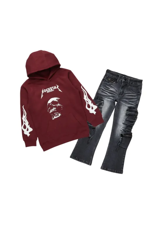 Boys Fidel Maroon Hoodie/Slim Fit Jean Set sold by Rockstar Original