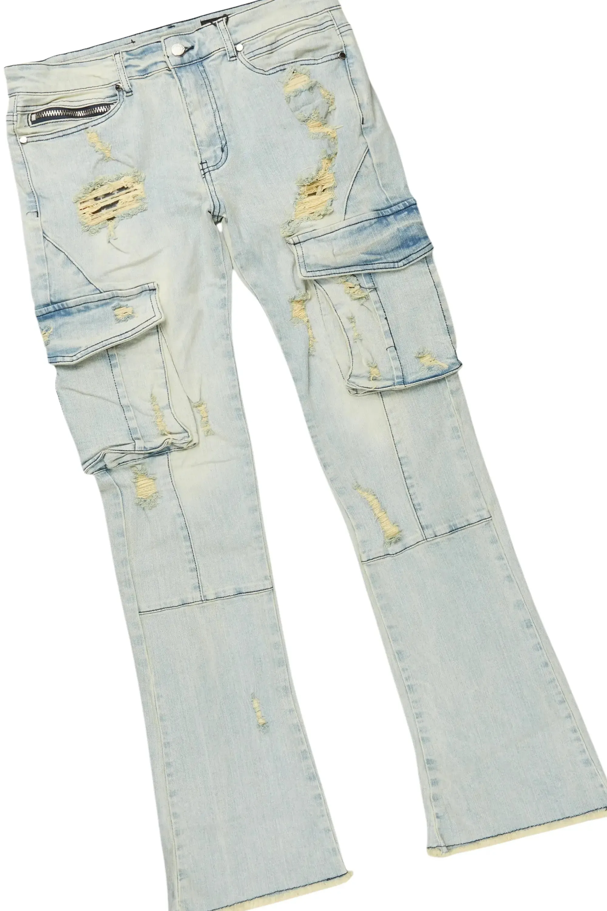 Boys Ceron Vintage Beige Hoodie/Stacked Flare Jean Set sold by Rockstar Original product image thumbnail 3