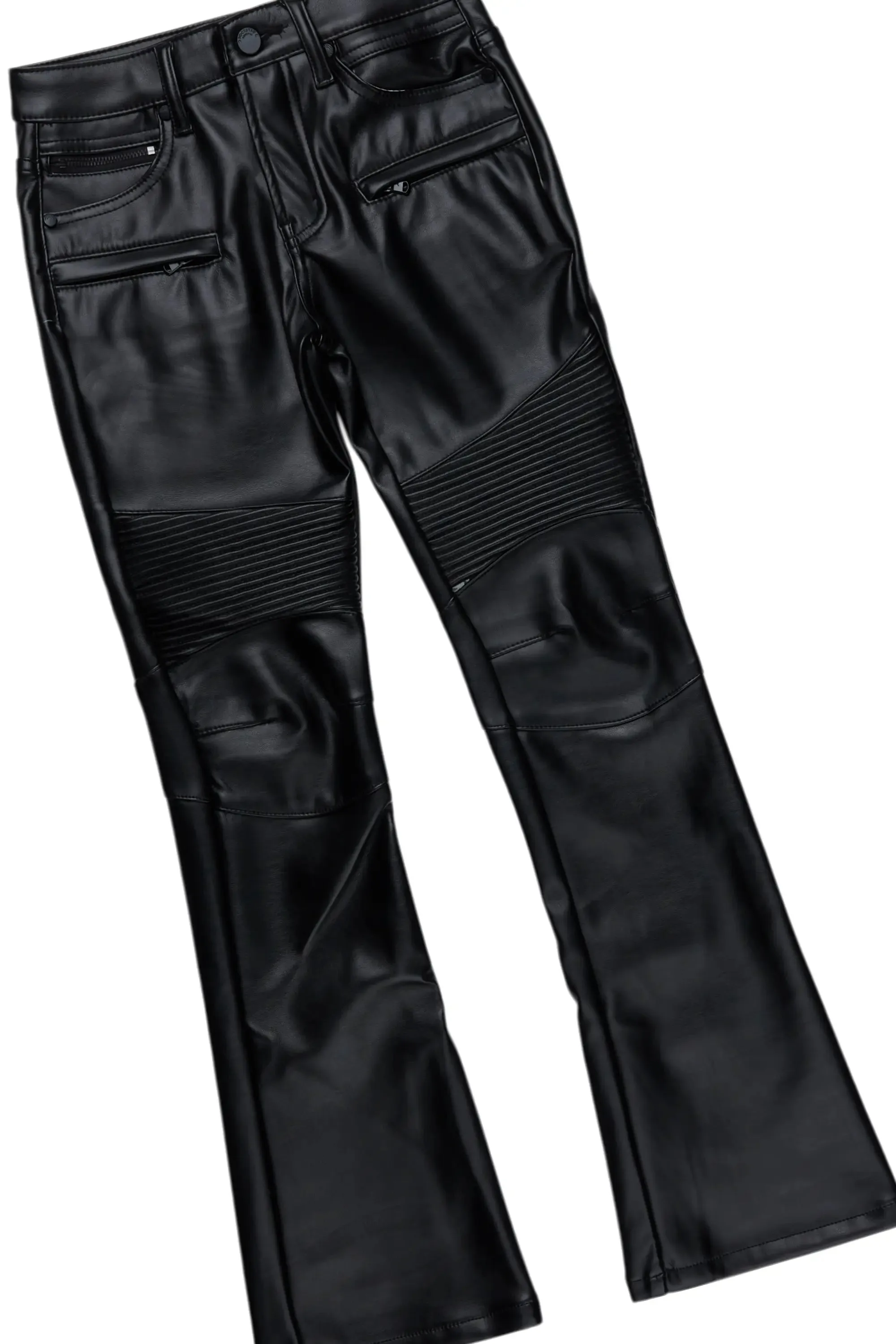 Girls Belah Heather Grey Hoodie/Stacked Flare PU Jean Set sold by Rockstar Original product image thumbnail 3