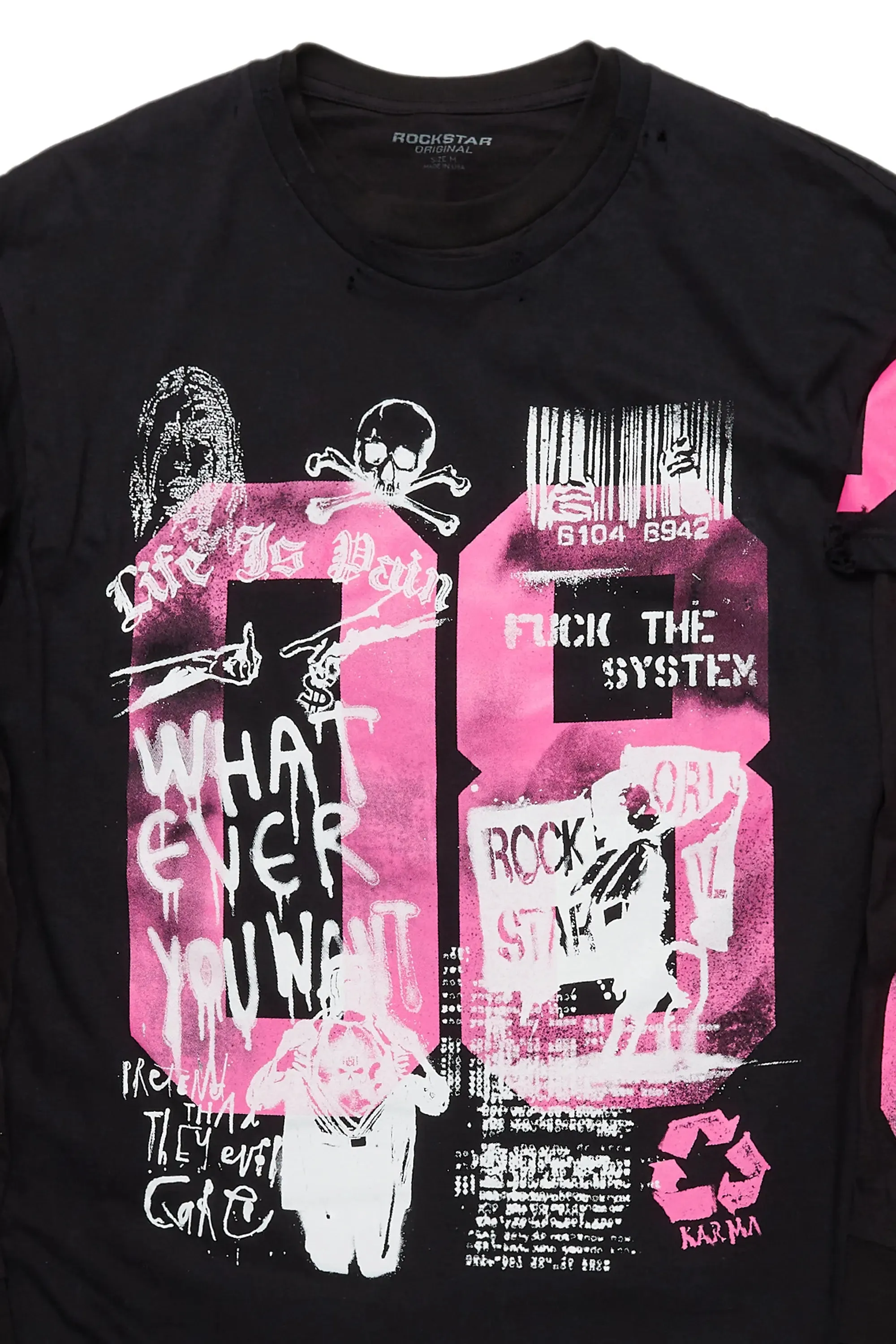 Grill Black/Pink Double Layer Long Sleeve Graphic T-Shirt sold by Rockstar Original product image thumbnail 2