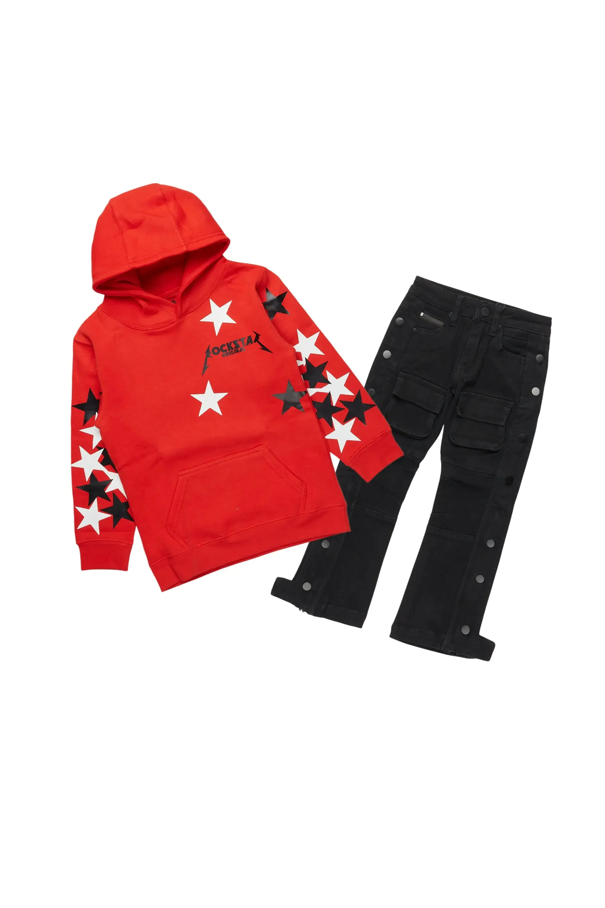 Boys Carey Red Hoodie/Baggy Fit Jean Set sold by Rockstar Original