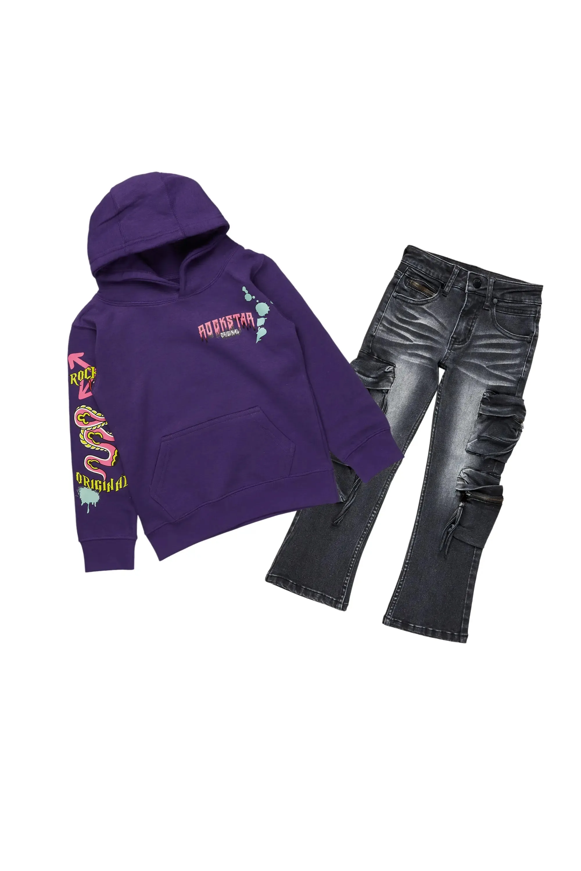 Girls Dalida Purple Hoodie/Slim Fit Jean Set sold by Rockstar Original