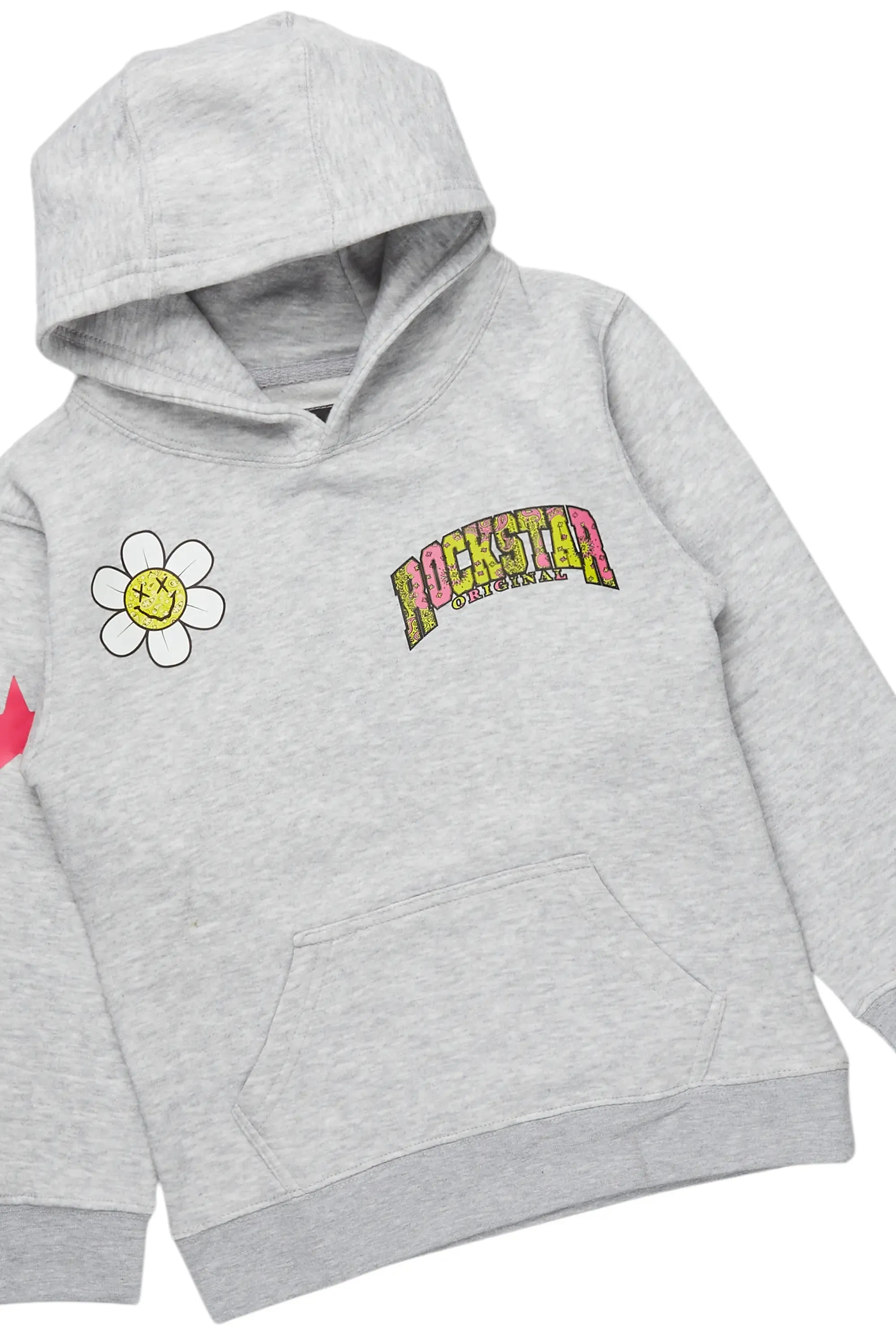 Girls Basira Heather Grey Hoodie/Stacked Flare Jean Set sold by Rockstar Original product image thumbnail 2