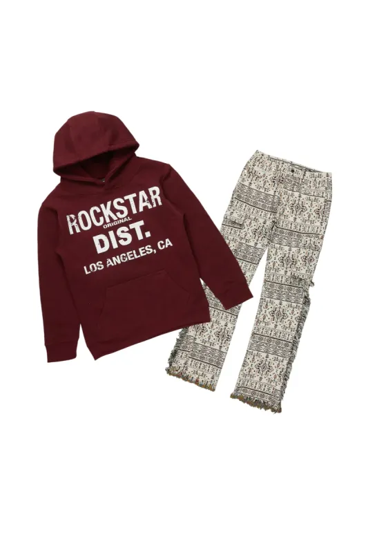 Girls Isla Maroon Hoodie/Stacked Flare Jean Set sold by Rockstar Original