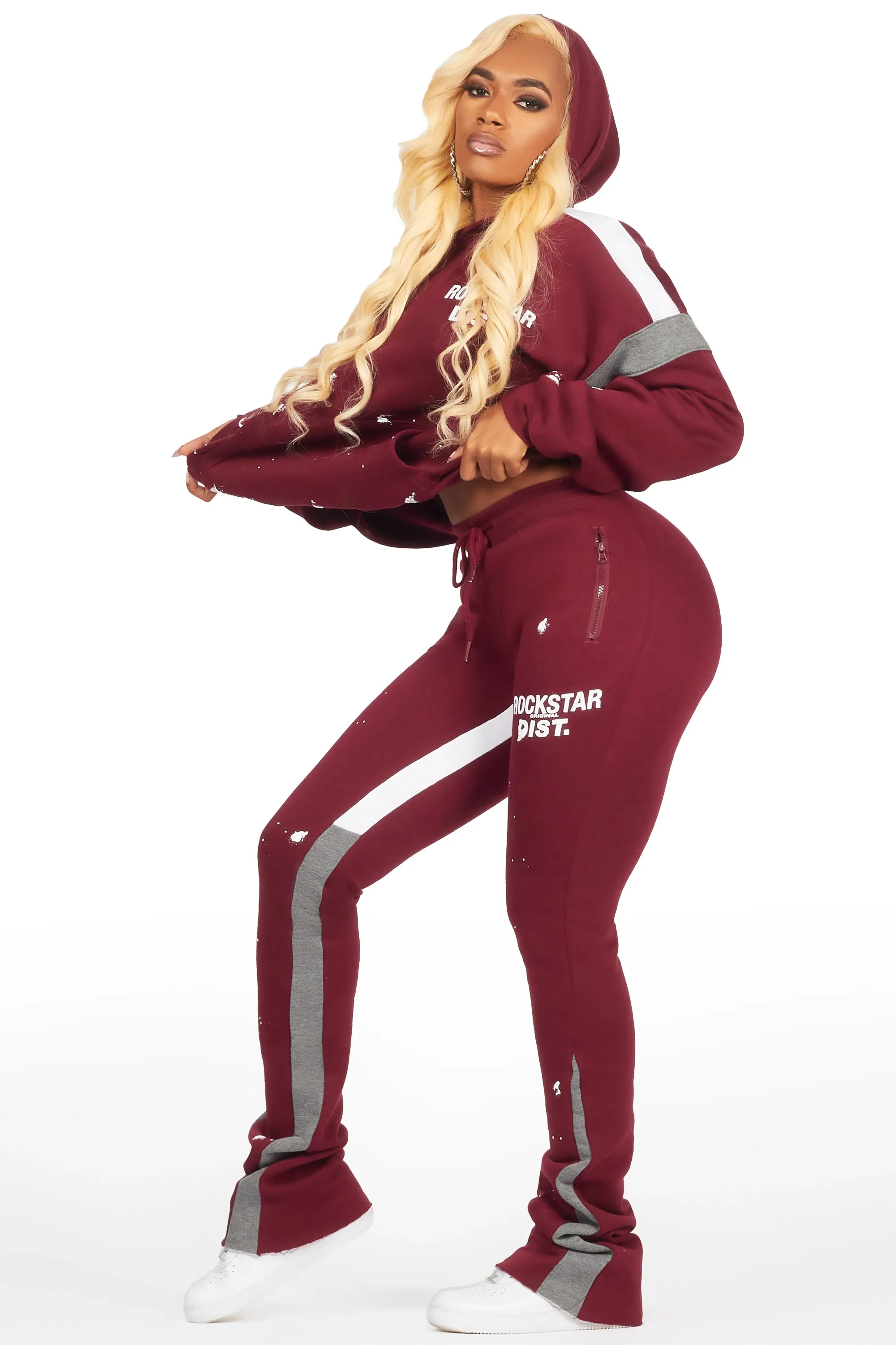 Dashanna Burgundy Super Stacked Trackset sold by Rockstar Original product image thumbnail 4