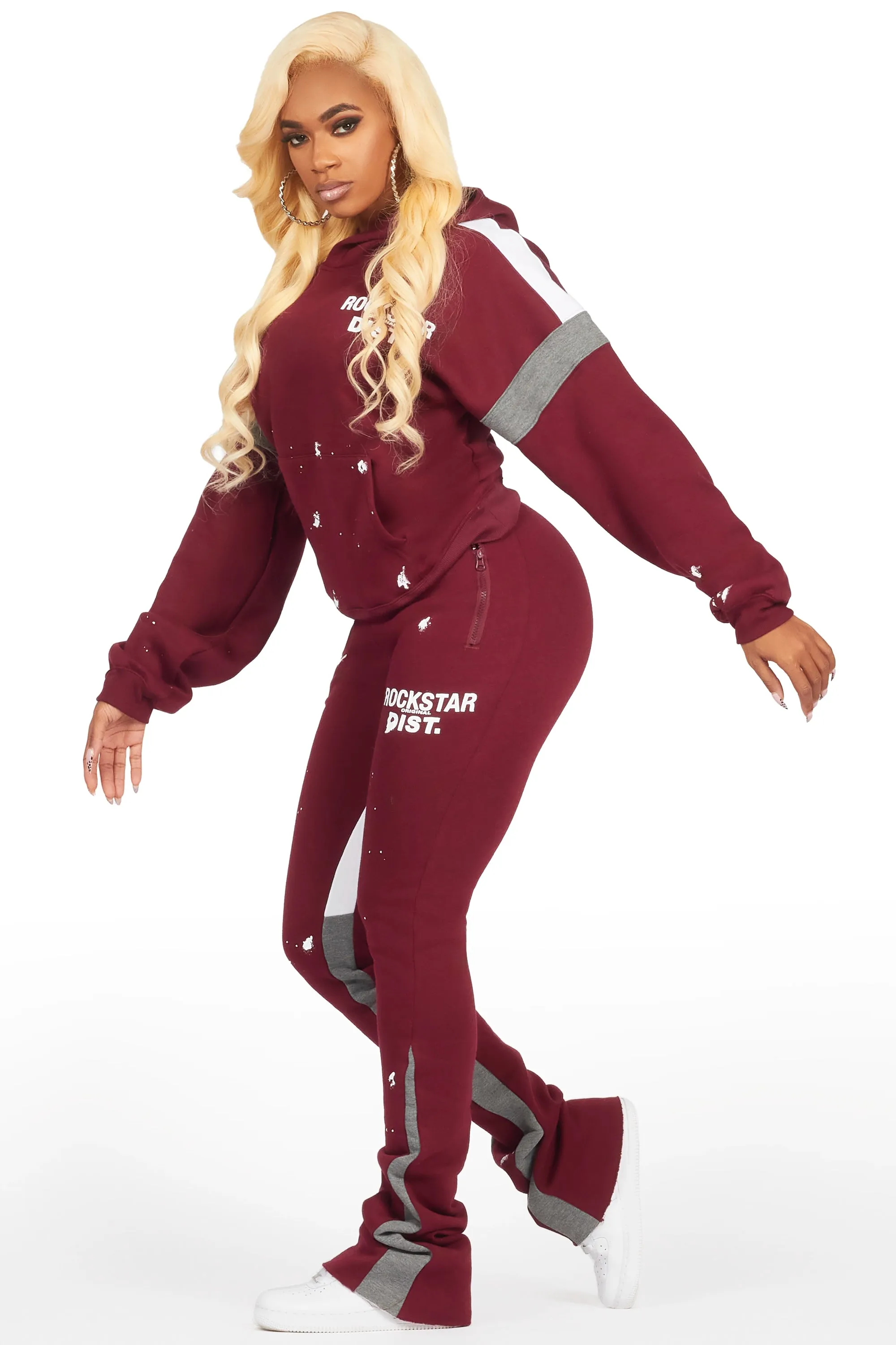 Dashanna Burgundy Super Stacked Trackset sold by Rockstar Original product image thumbnail 3