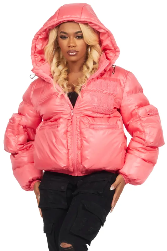 Keisha Pink Cargo Puffer Jacket sold by Rockstar Original
