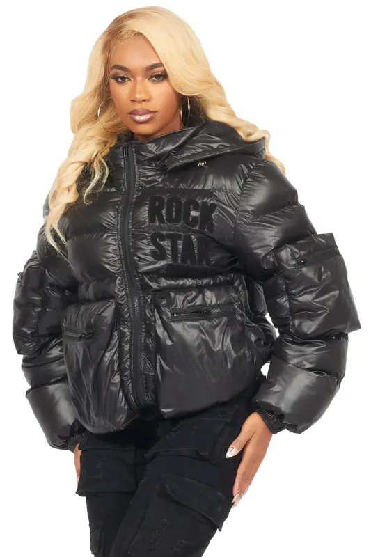 Keisha Black Cargo Puffer Jacket sold by Rockstar Original