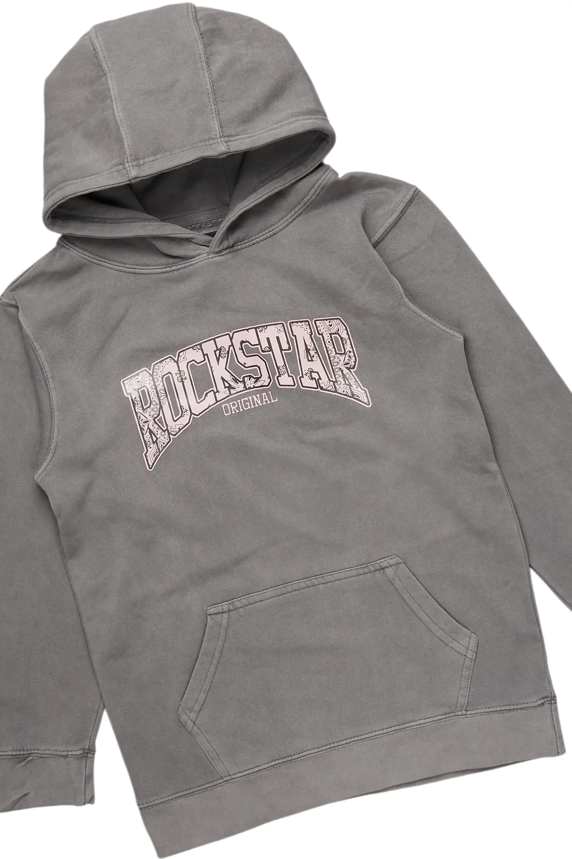 Girls Madesh Vintage Grey Hoodie/Stacked Flare Jean Set sold by Rockstar Original product image thumbnail 2