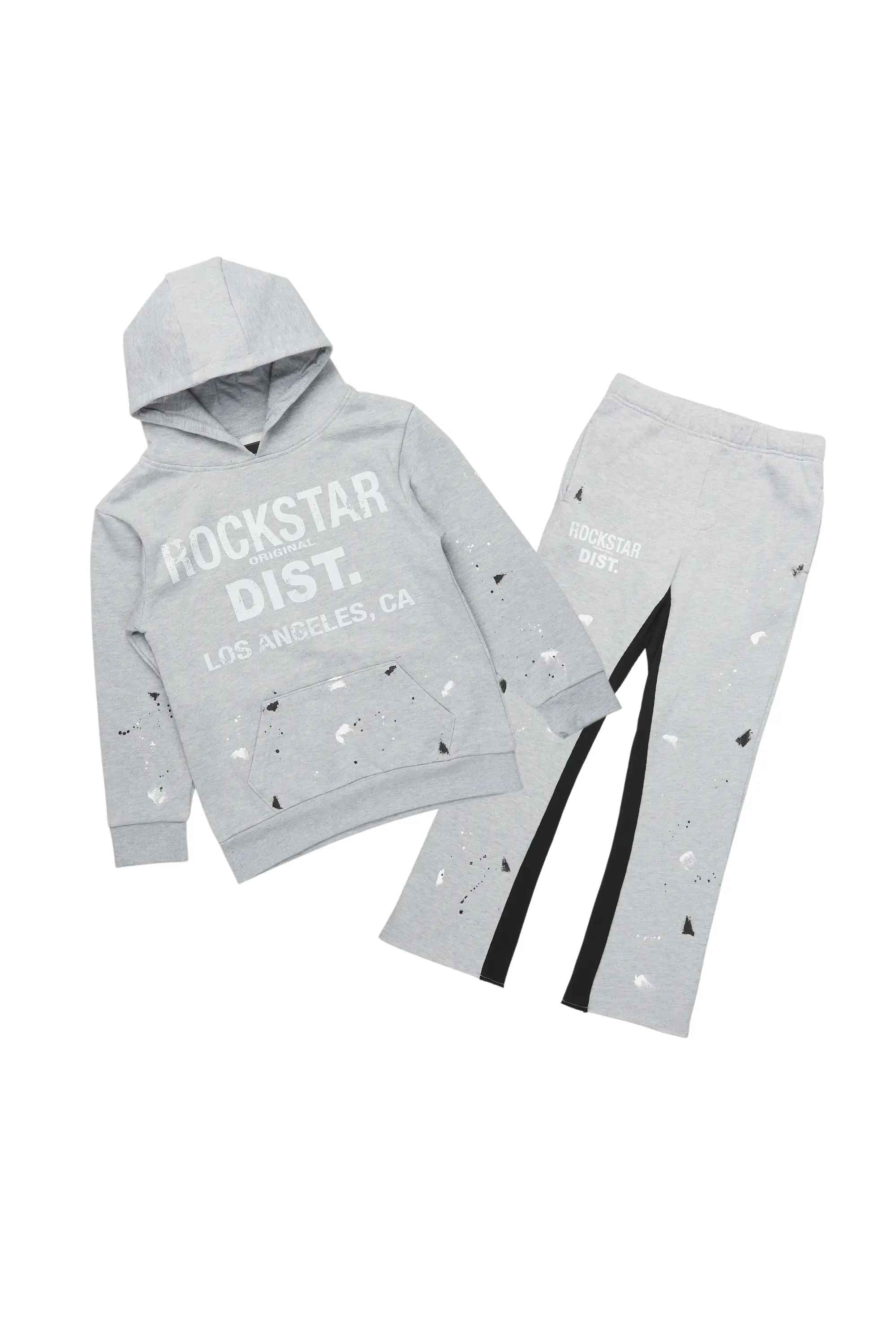 Boys Scottie Heather Grey Baggy Stacked Track Set sold by Rockstar Original