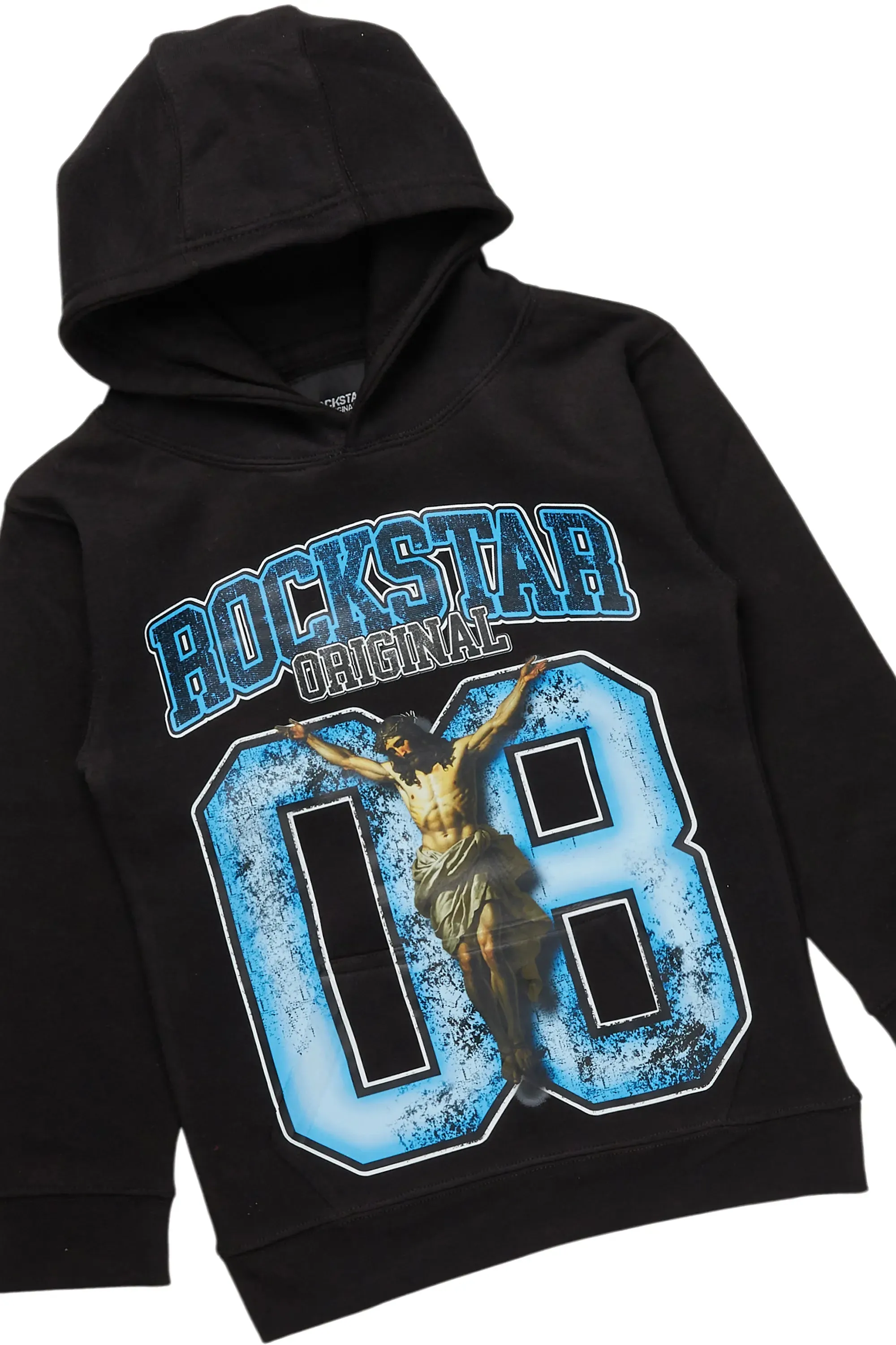 Boys Fields Black/Blue Hoodie/Stacked Flare PU Jean Set sold by Rockstar Original product image thumbnail 2