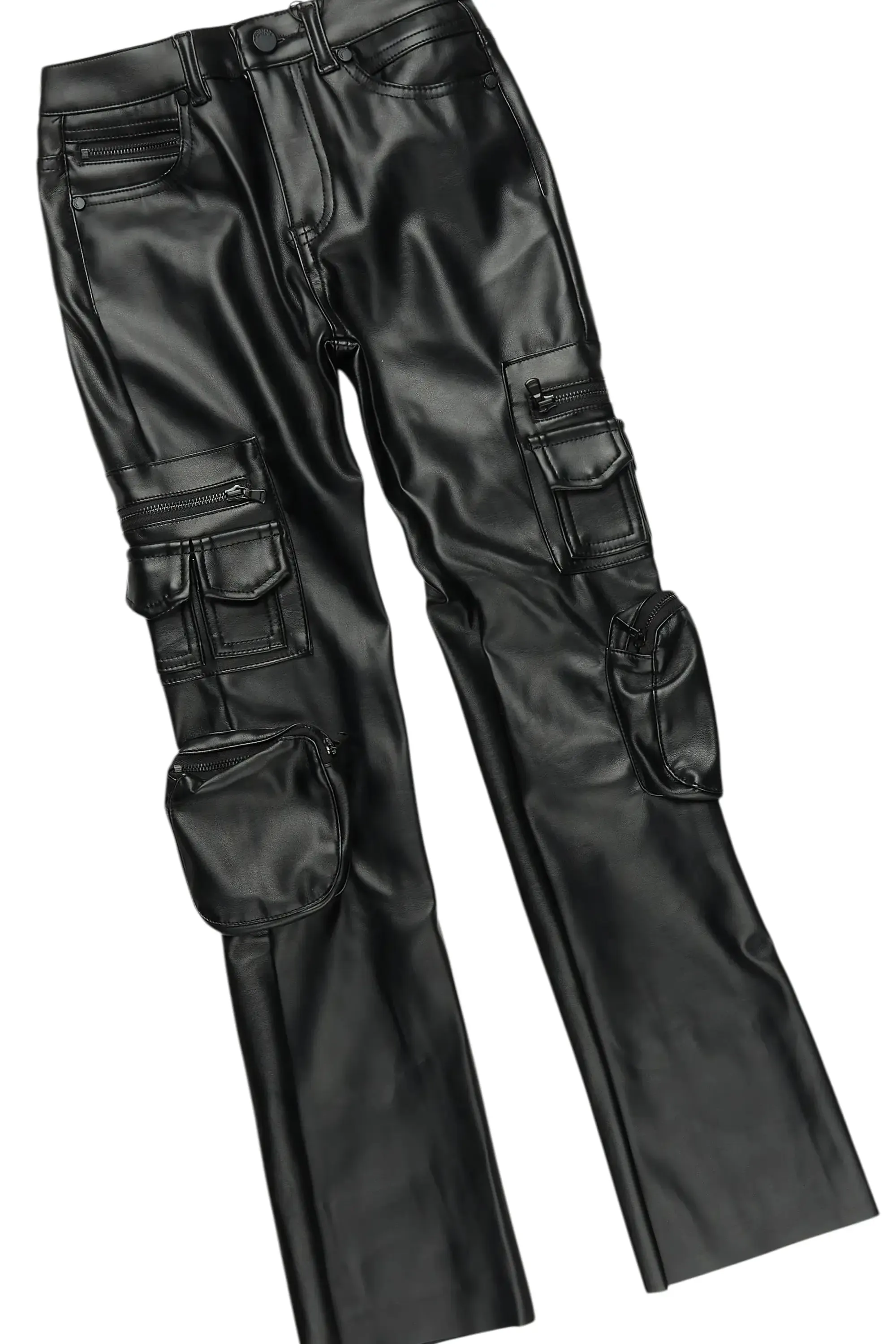 Boys Fields Black/Blue Hoodie/Stacked Flare PU Jean Set sold by Rockstar Original product image thumbnail 3