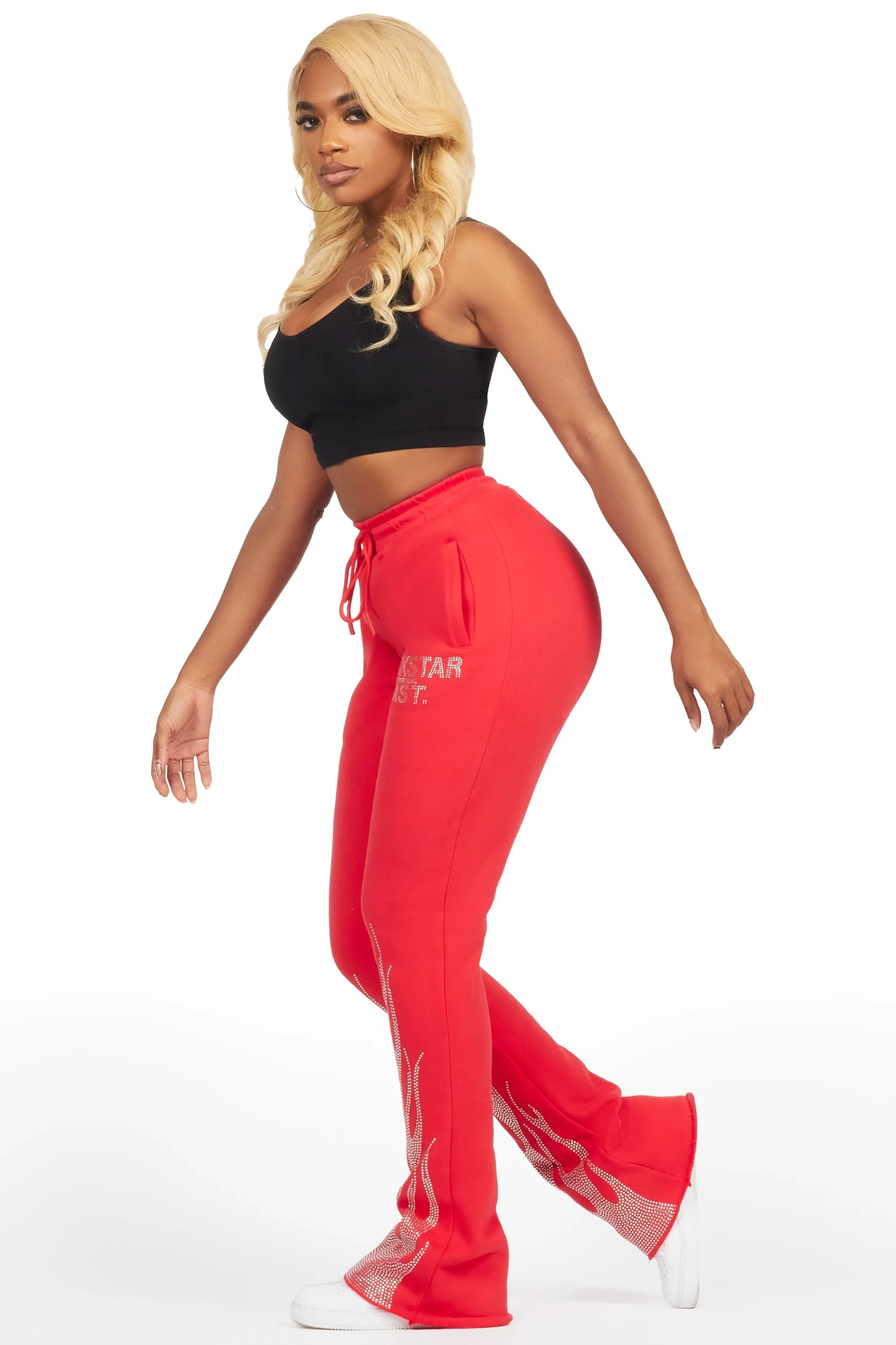 Anastesia Red Stacked Track Pant sold by Rockstar Original product image thumbnail 4