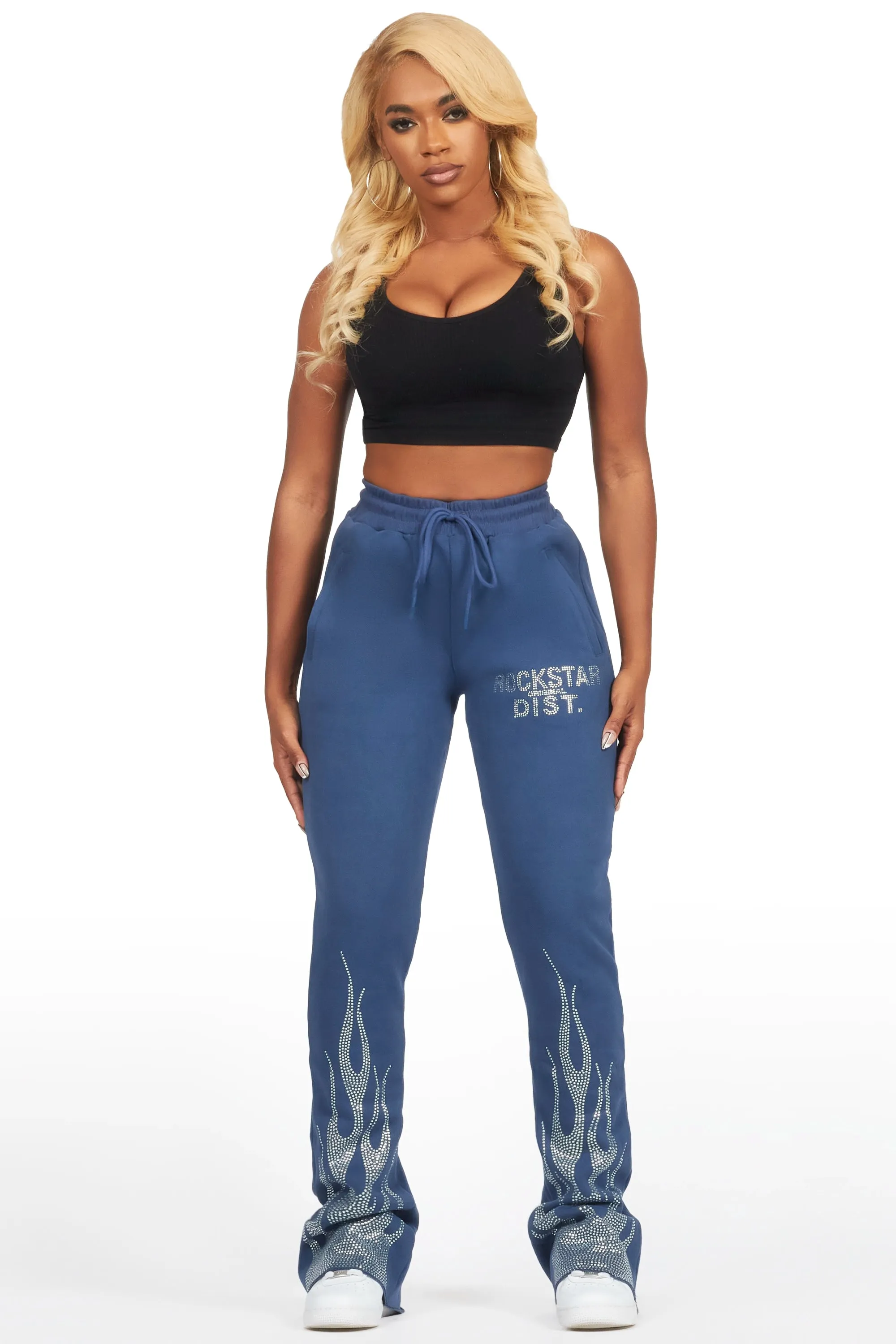 Anastesia Navy Stacked Track Pant sold by Rockstar Original product image thumbnail 2