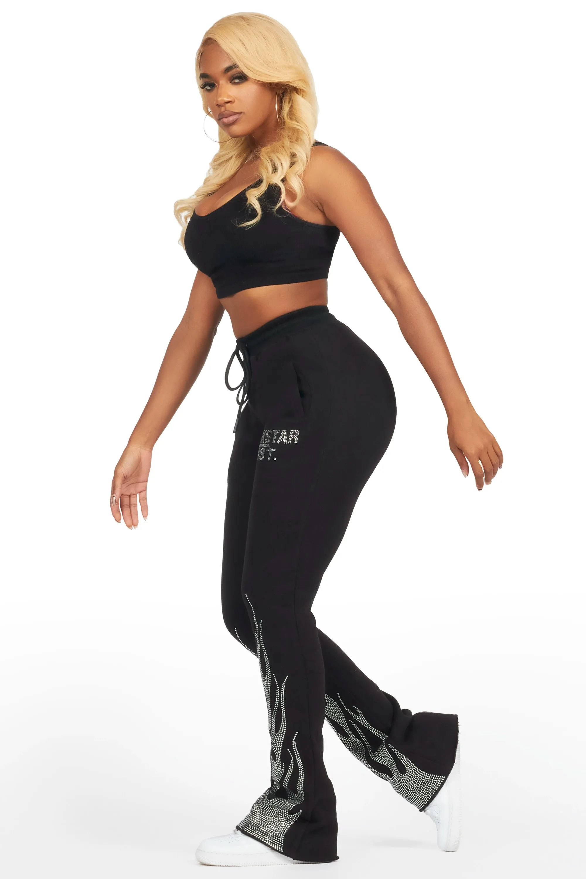 Anastesia Black Stacked Track Pant sold by Rockstar Original product image thumbnail 4