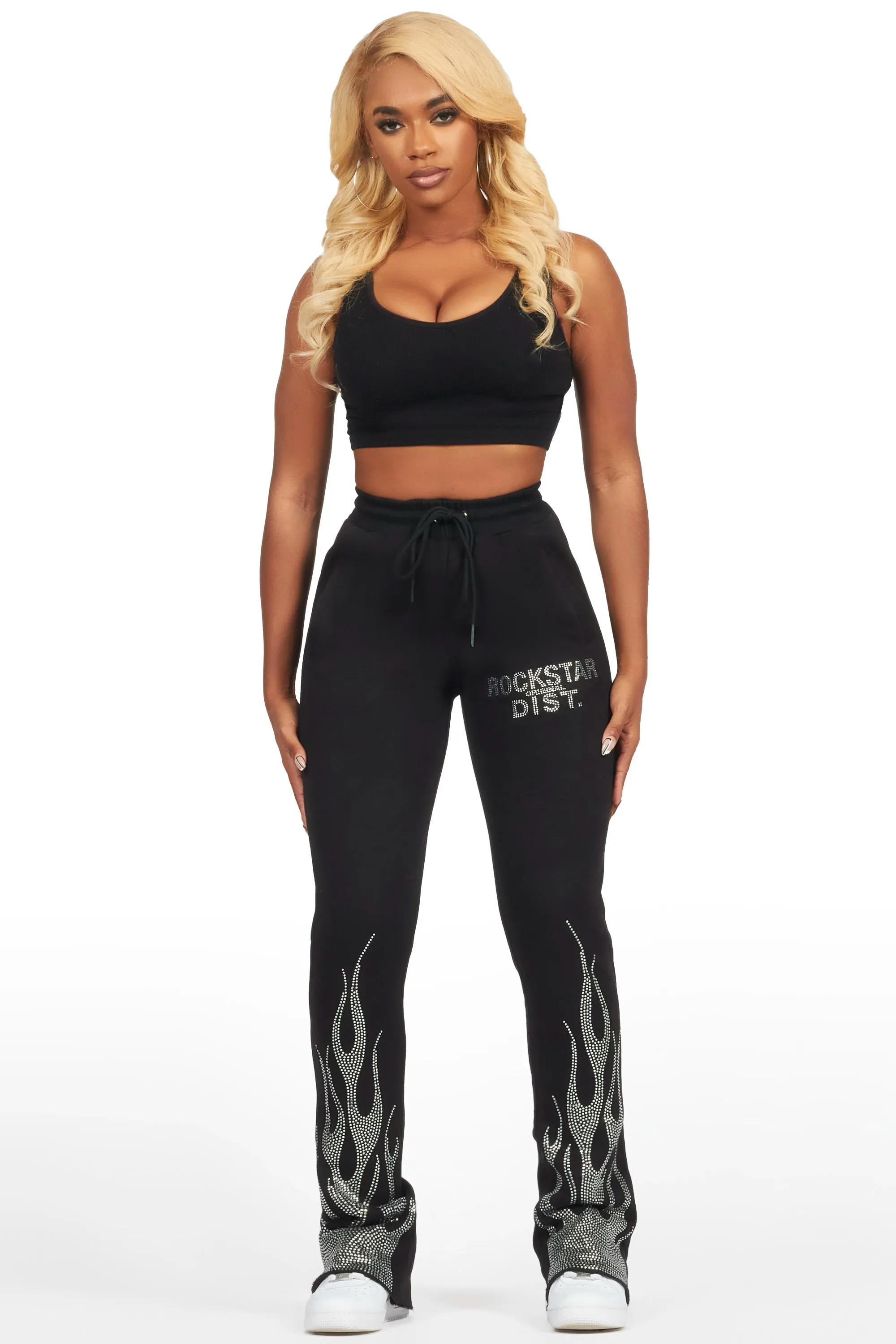 Anastesia Black Stacked Track Pant sold by Rockstar Original product image thumbnail 2