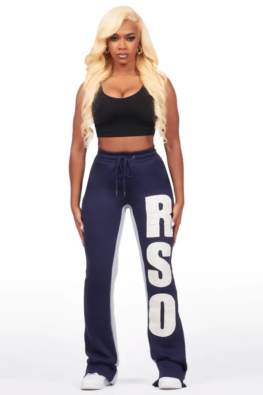 Juatica Navy Baggy Stacked Track Pant sold by Rockstar Original