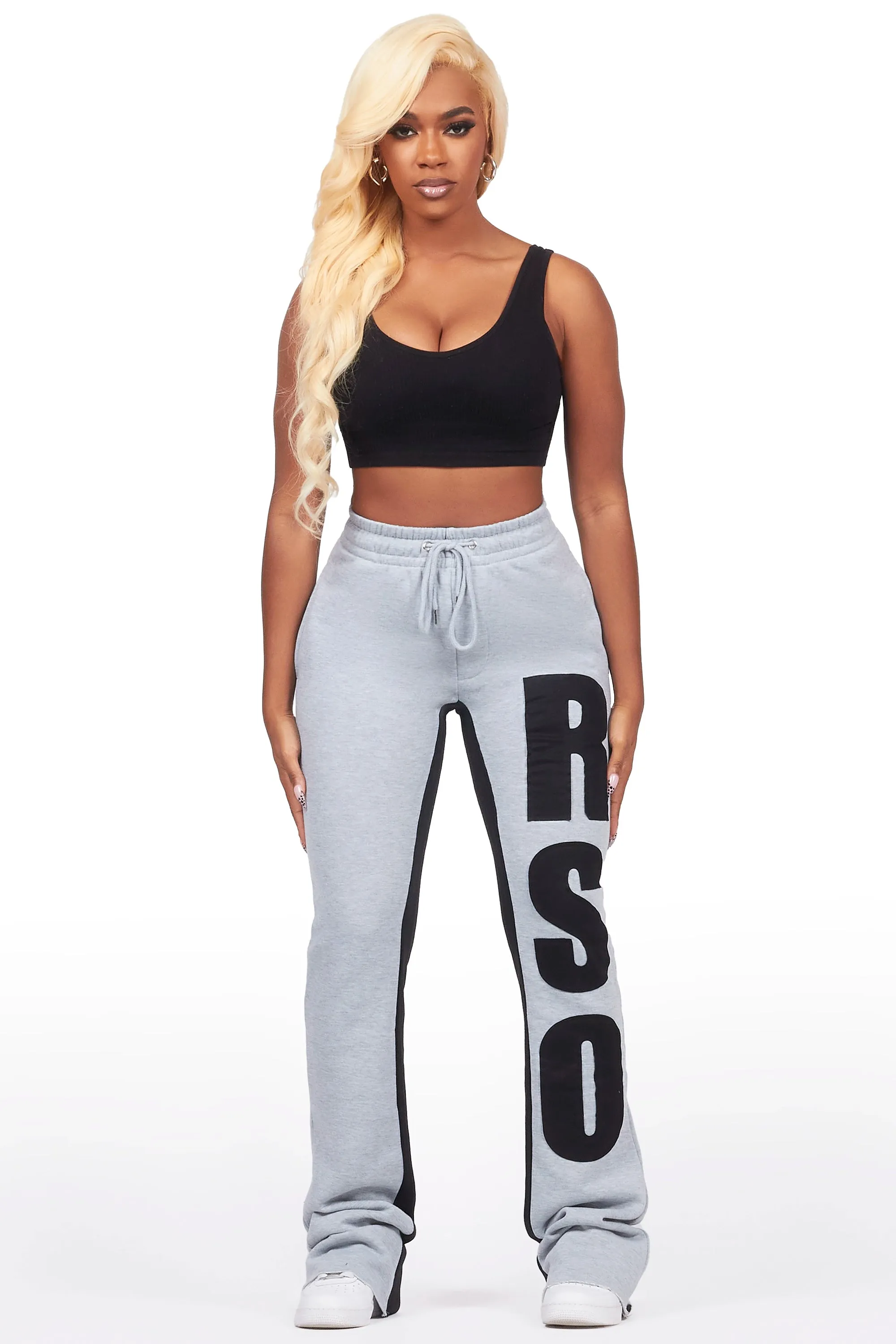 Juatica Heather Grey Baggy Stacked Track Pant sold by Rockstar Original product image thumbnail 2