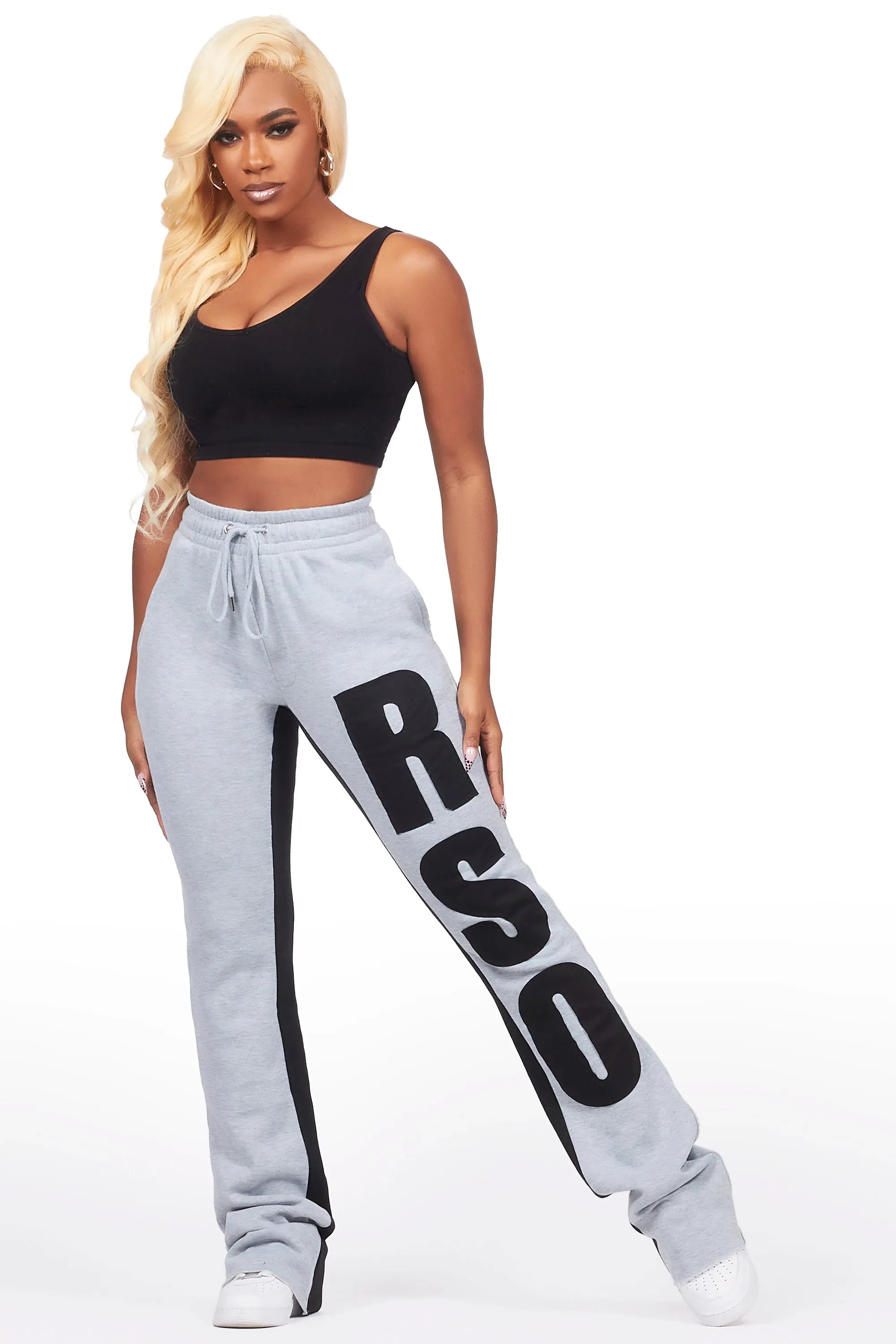 Juatica Heather Grey Baggy Stacked Track Pant sold by Rockstar Original product image thumbnail 3