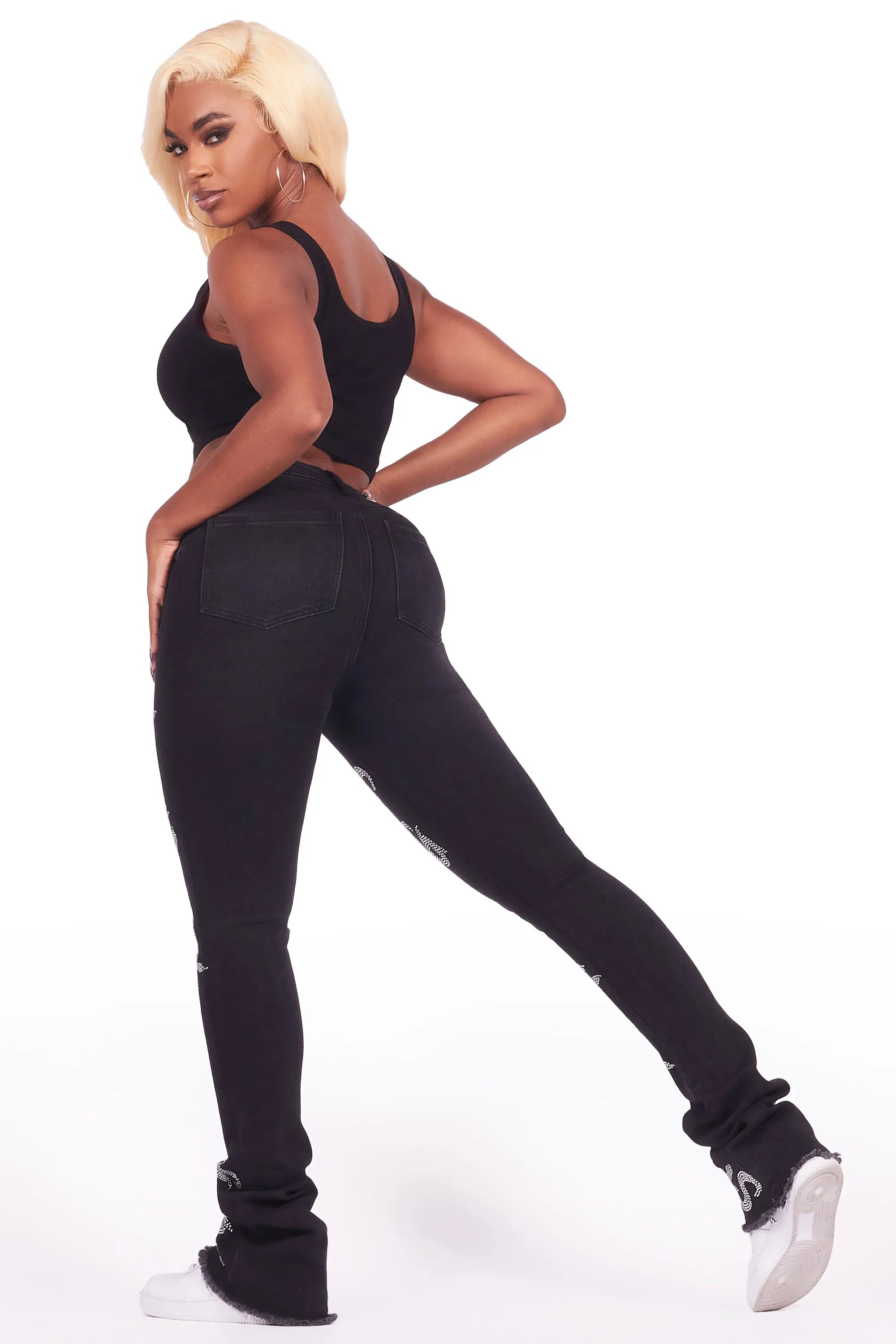 Chequea Black Stacked Flare Jean sold by Rockstar Original product image thumbnail 5