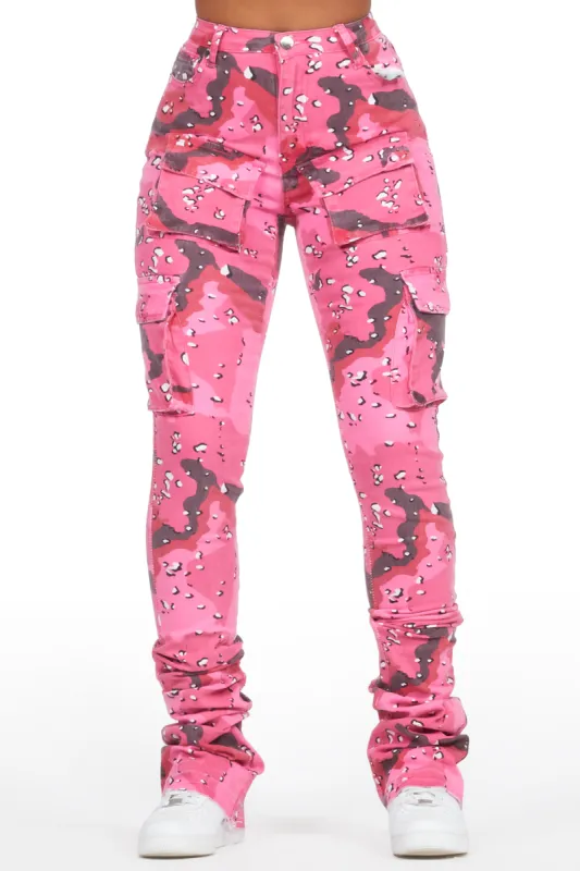 Noor Pink Camo Cargo Super Stacked Jean sold by Rockstar Original