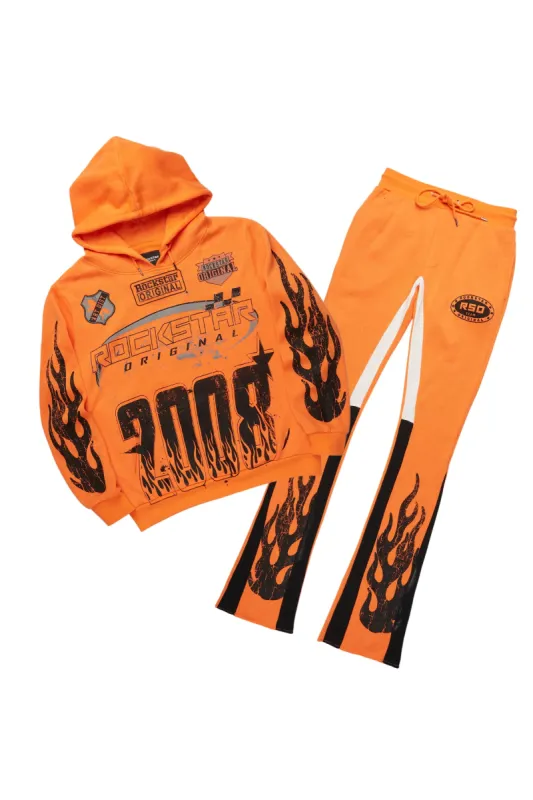 Amos Orange Hoodie/Stacked Flare Track Pant Set sold by Rockstar Original