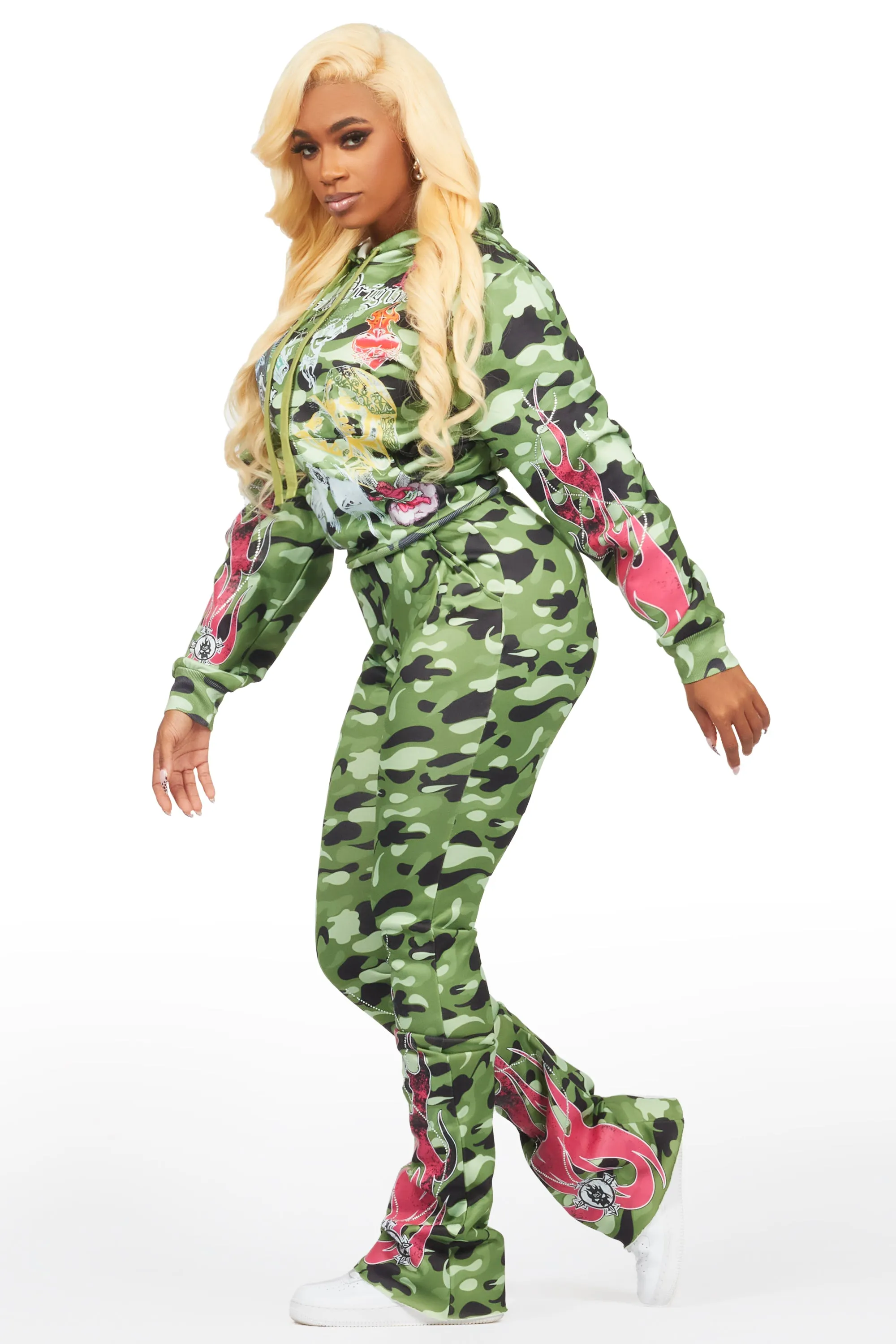 Dazarene Green Camo 2.0 Rhinestone Super Stacked Trackset sold by Rockstar Original product image thumbnail 3