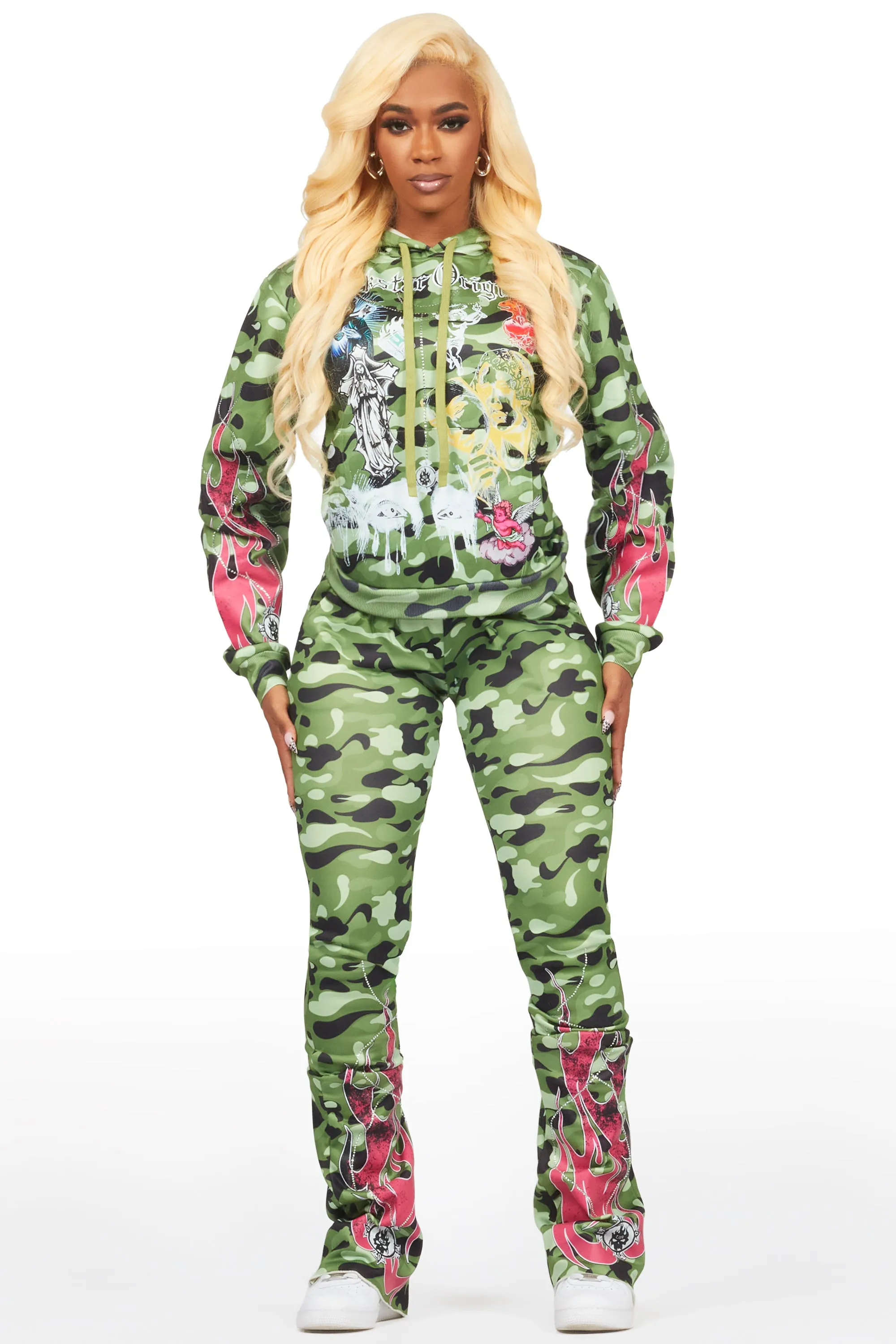 Dazarene Green Camo 2.0 Rhinestone Super Stacked Trackset sold by Rockstar Original