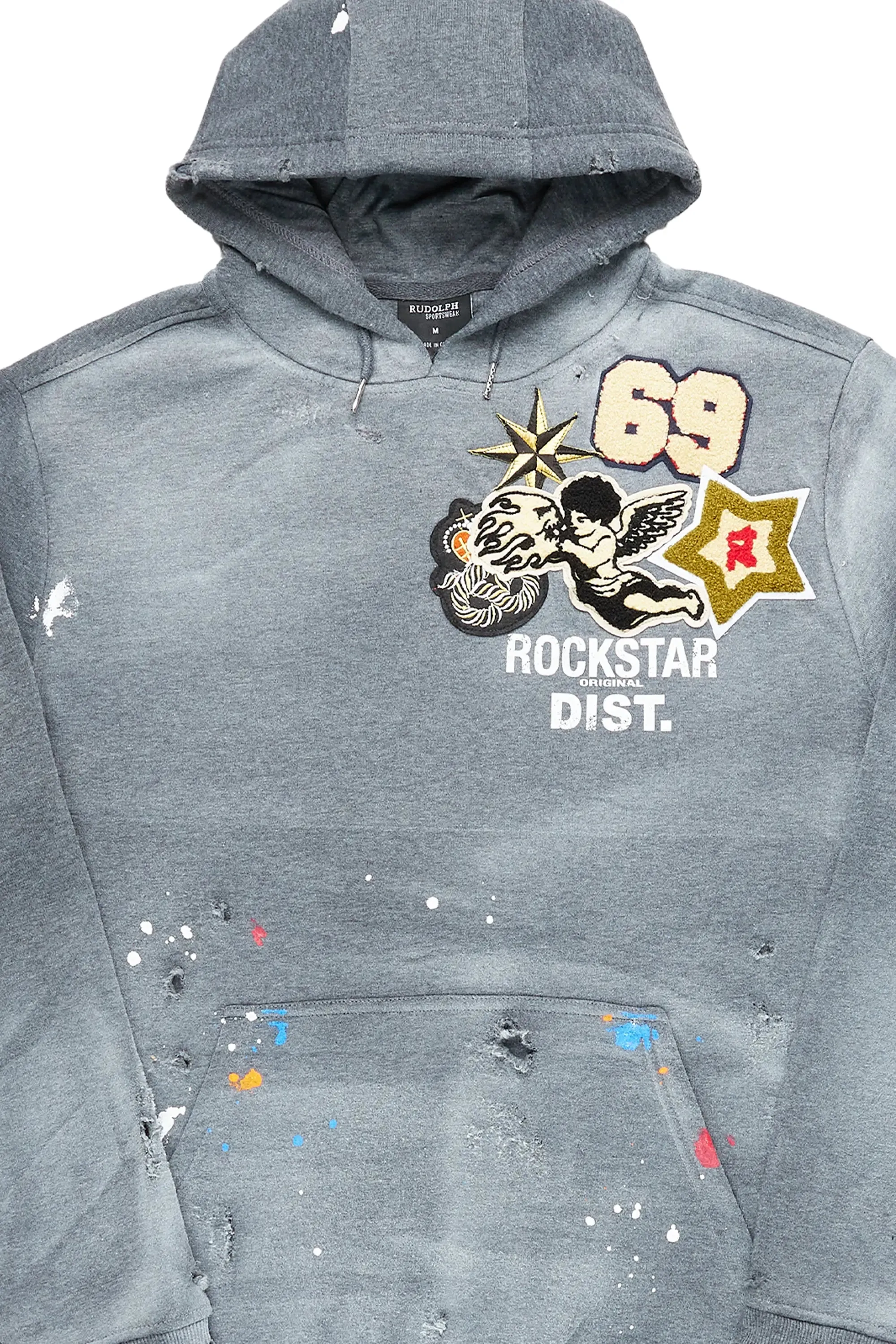 Samuel Charcoal Patchwork Graphic Hoodie sold by Rockstar Original product image thumbnail 3