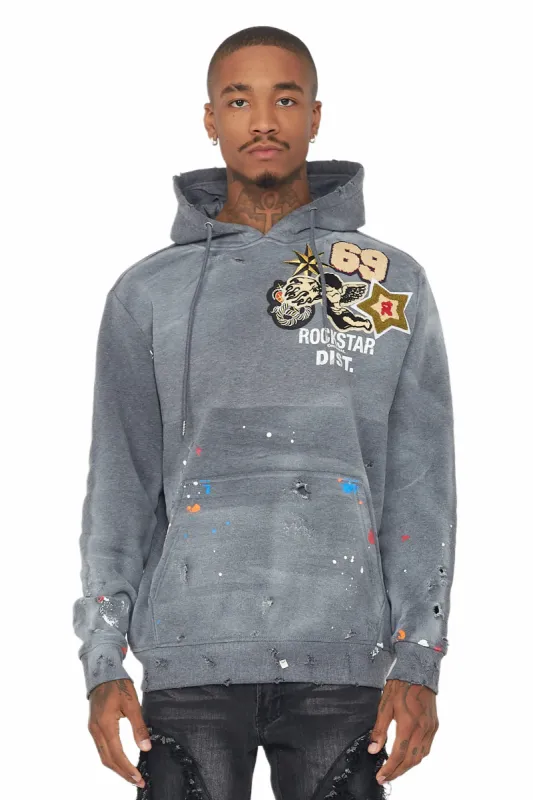 Samuel Charcoal Patchwork Graphic Hoodie sold by Rockstar Original