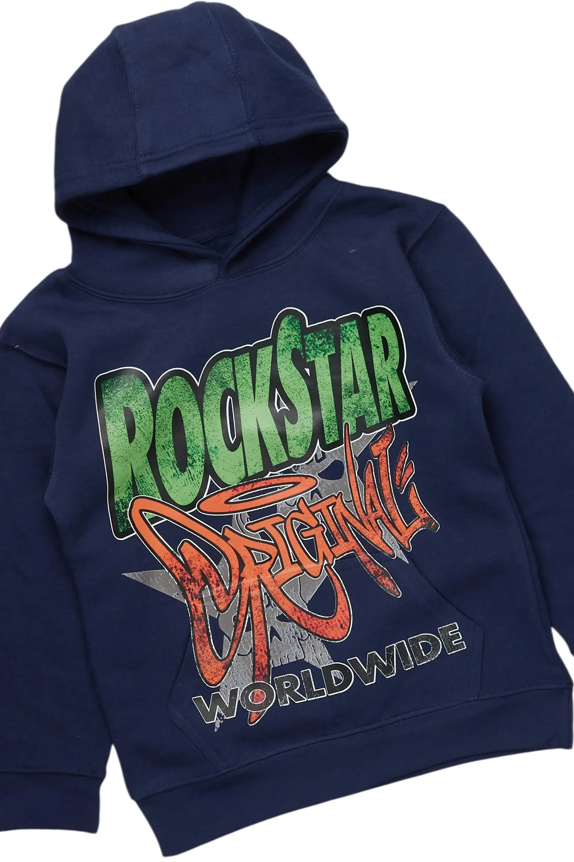 Boys Carlen Navy Hoodie/Stacked Flare Jean Set sold by Rockstar Original product image thumbnail 2