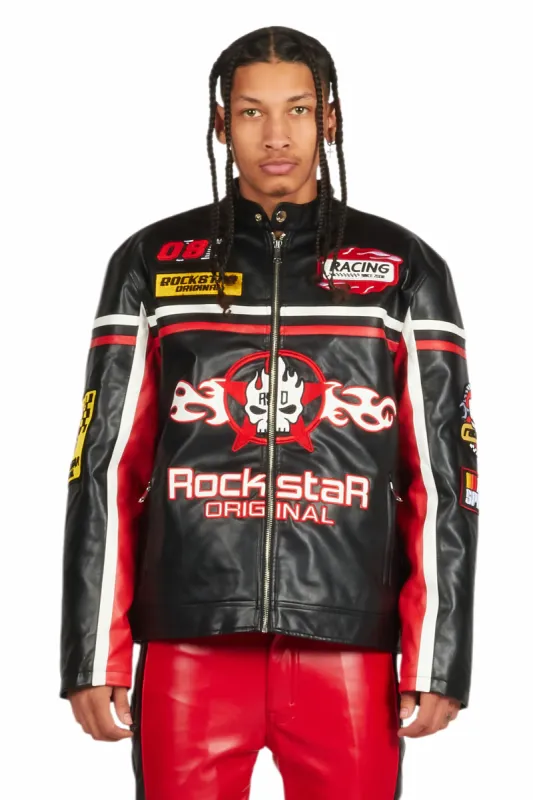 Roch Black/White Leather Moto Jacket sold by Rockstar Original