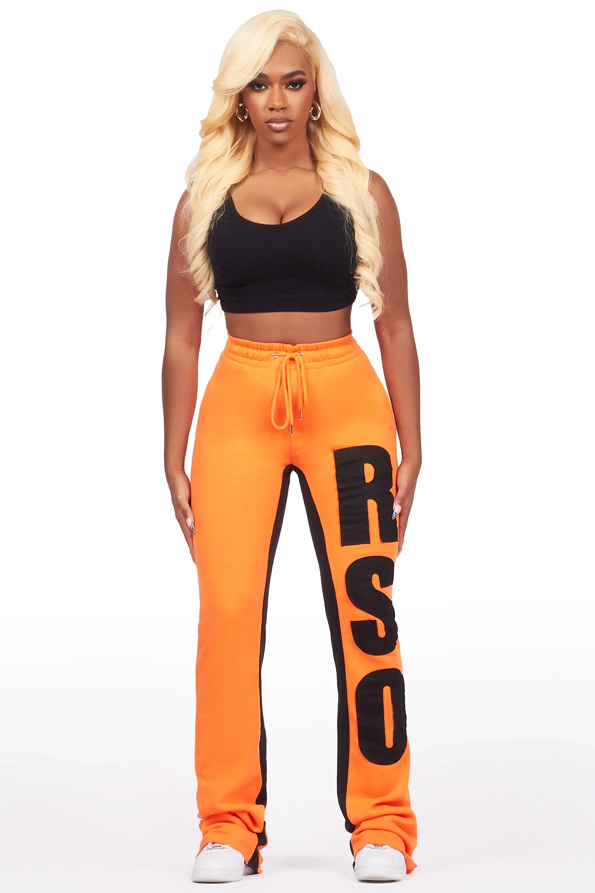 Juatica Orange Baggy Stacked Track Pant sold by Rockstar Original product image thumbnail 2