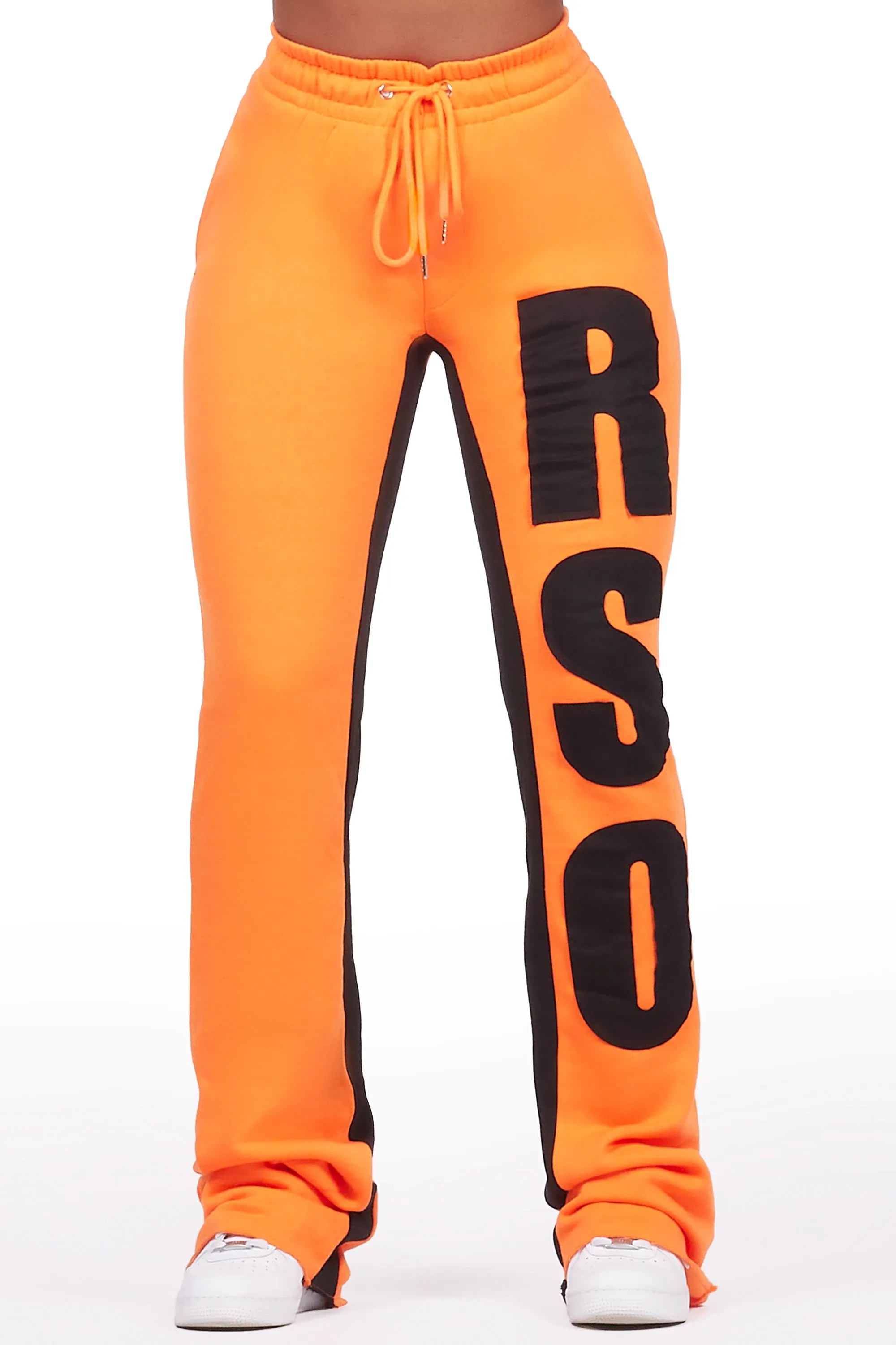 Juatica Orange Baggy Stacked Track Pant sold by Rockstar Original