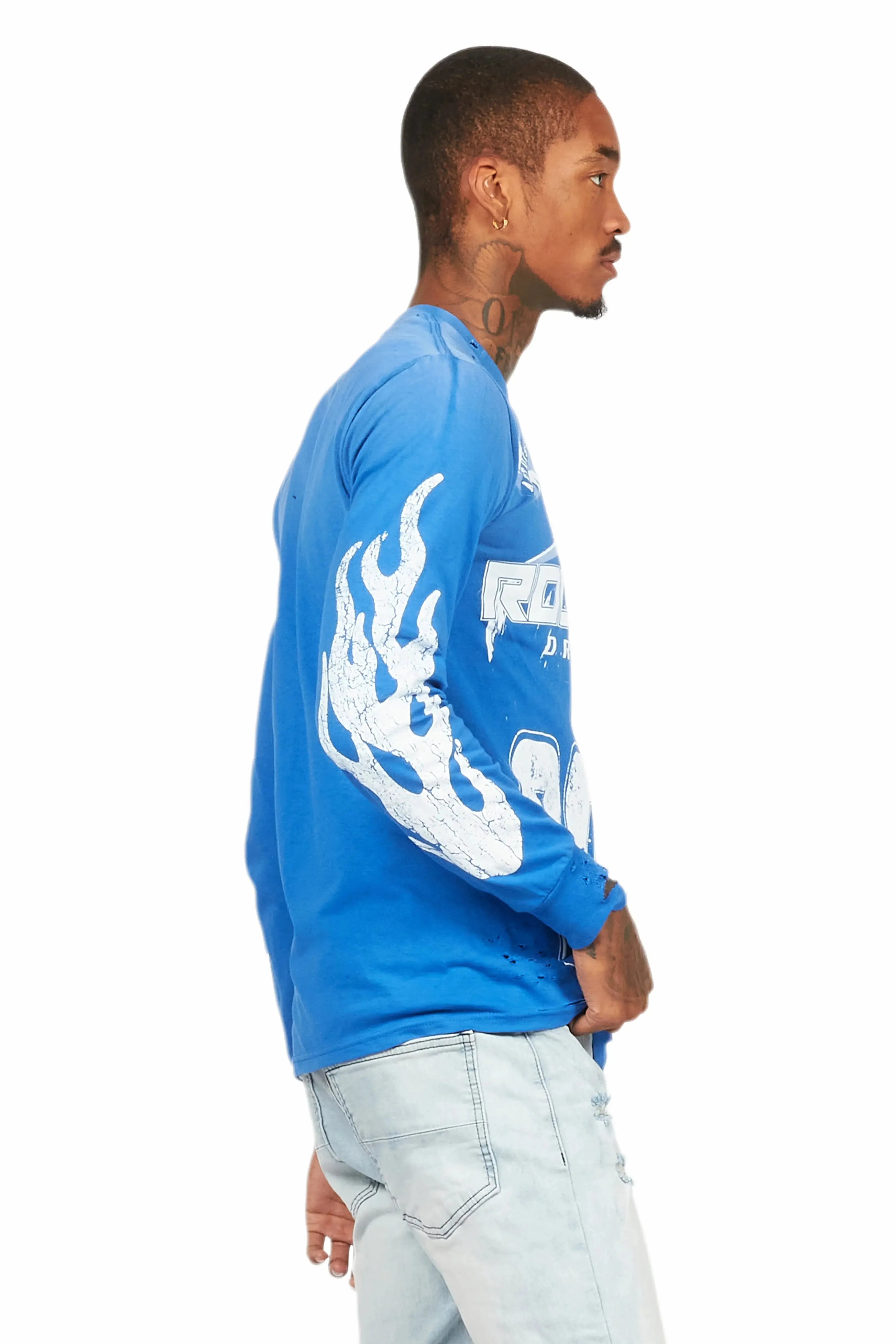 Amos Royal Blue Long Sleeve Graphic T-Shirt sold by Rockstar Original product image thumbnail 3
