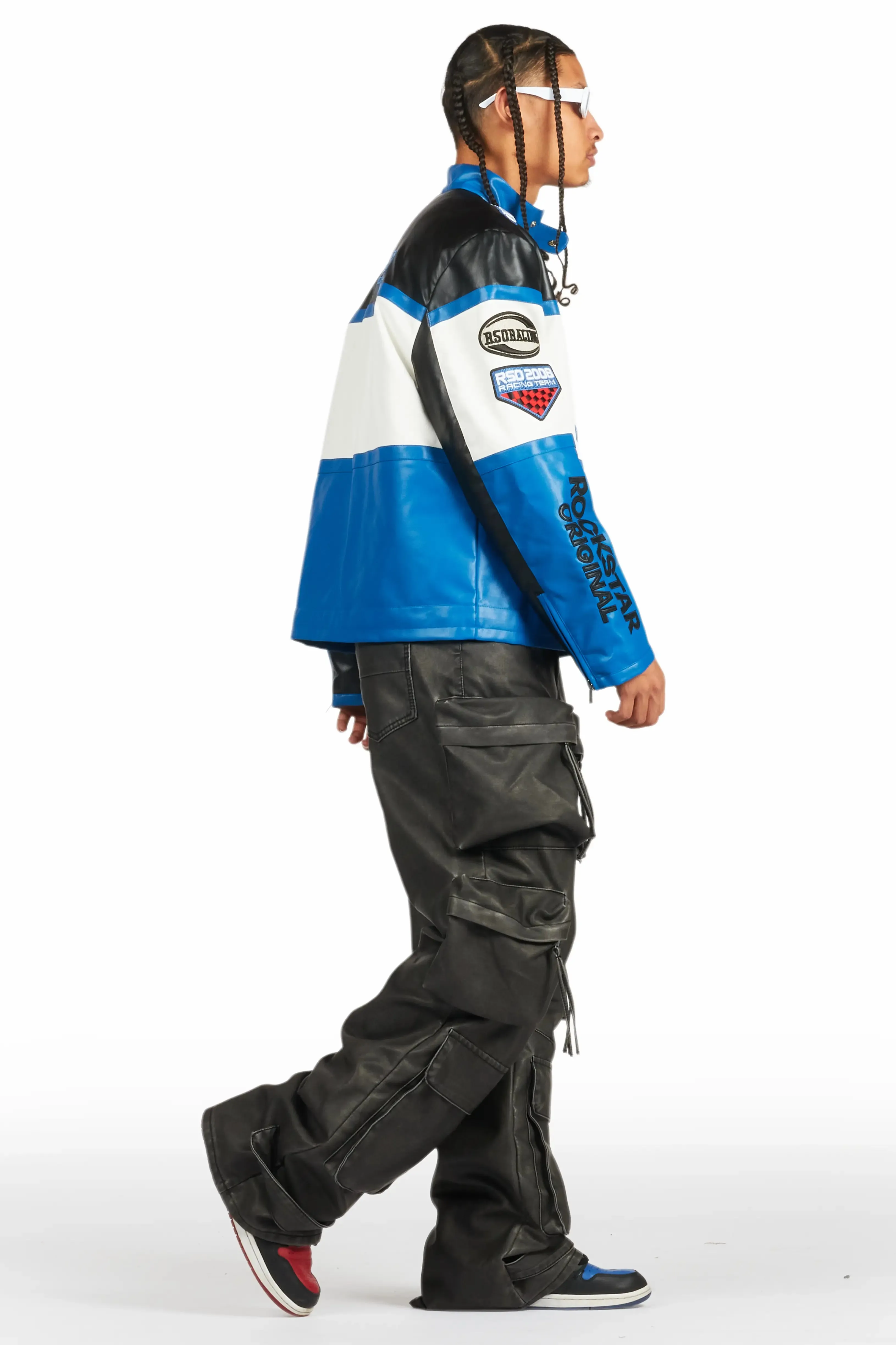 Lenz Black Distressed PU Stacked Leather Jean sold by Rockstar Original product image thumbnail 3