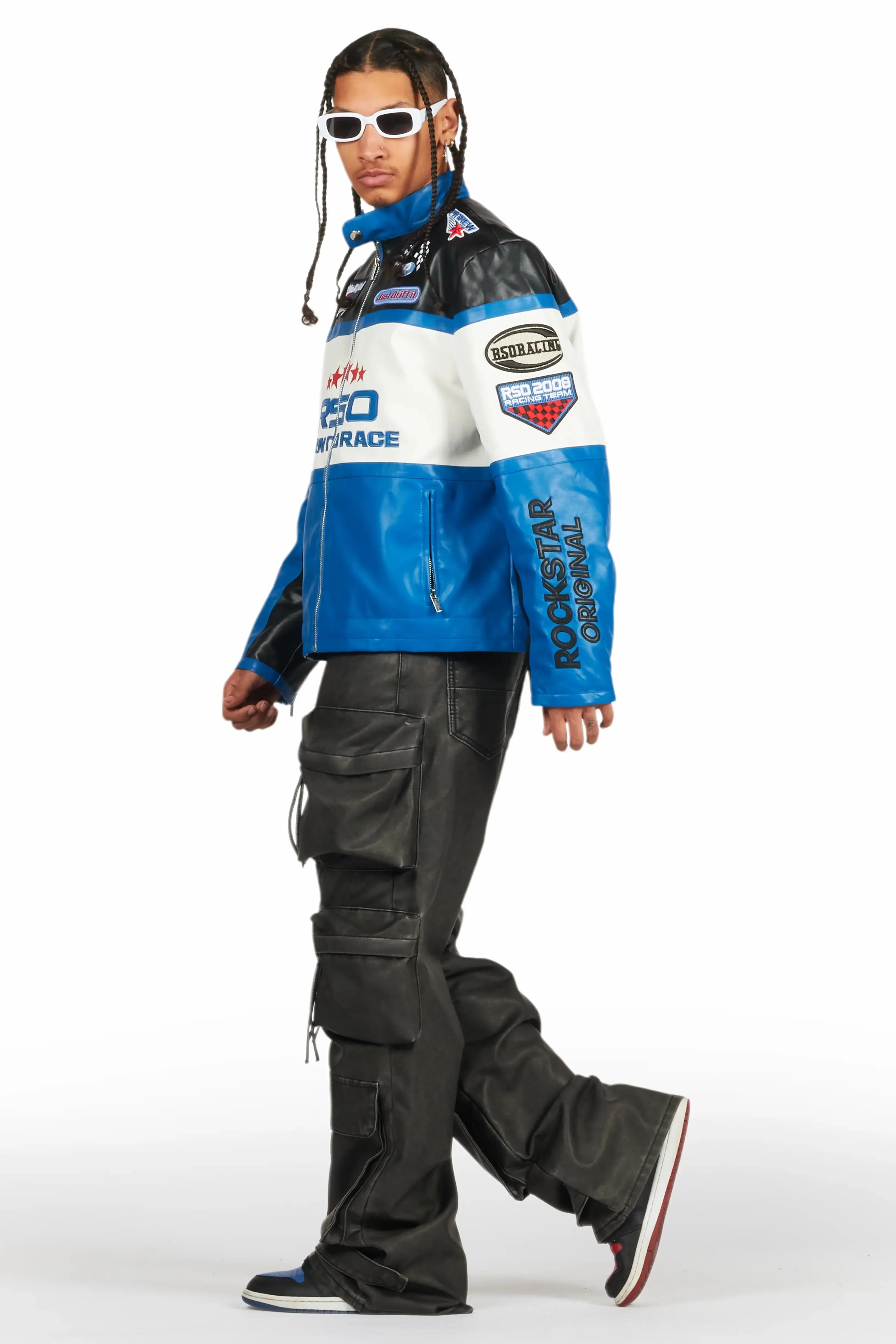 Lenz Black Distressed PU Stacked Leather Jean sold by Rockstar Original product image thumbnail 5