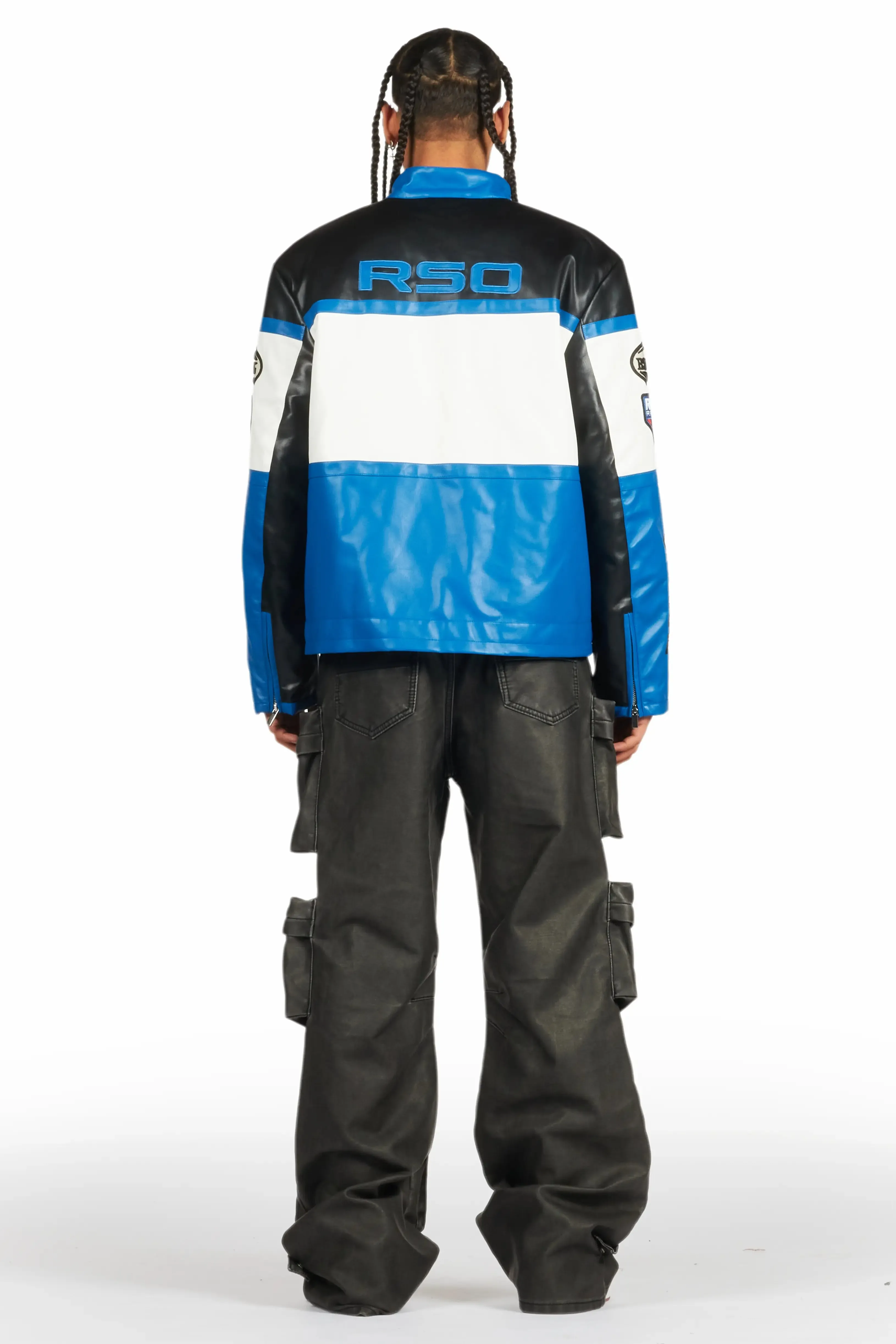 Lenz Black Distressed PU Stacked Leather Jean sold by Rockstar Original product image thumbnail 4