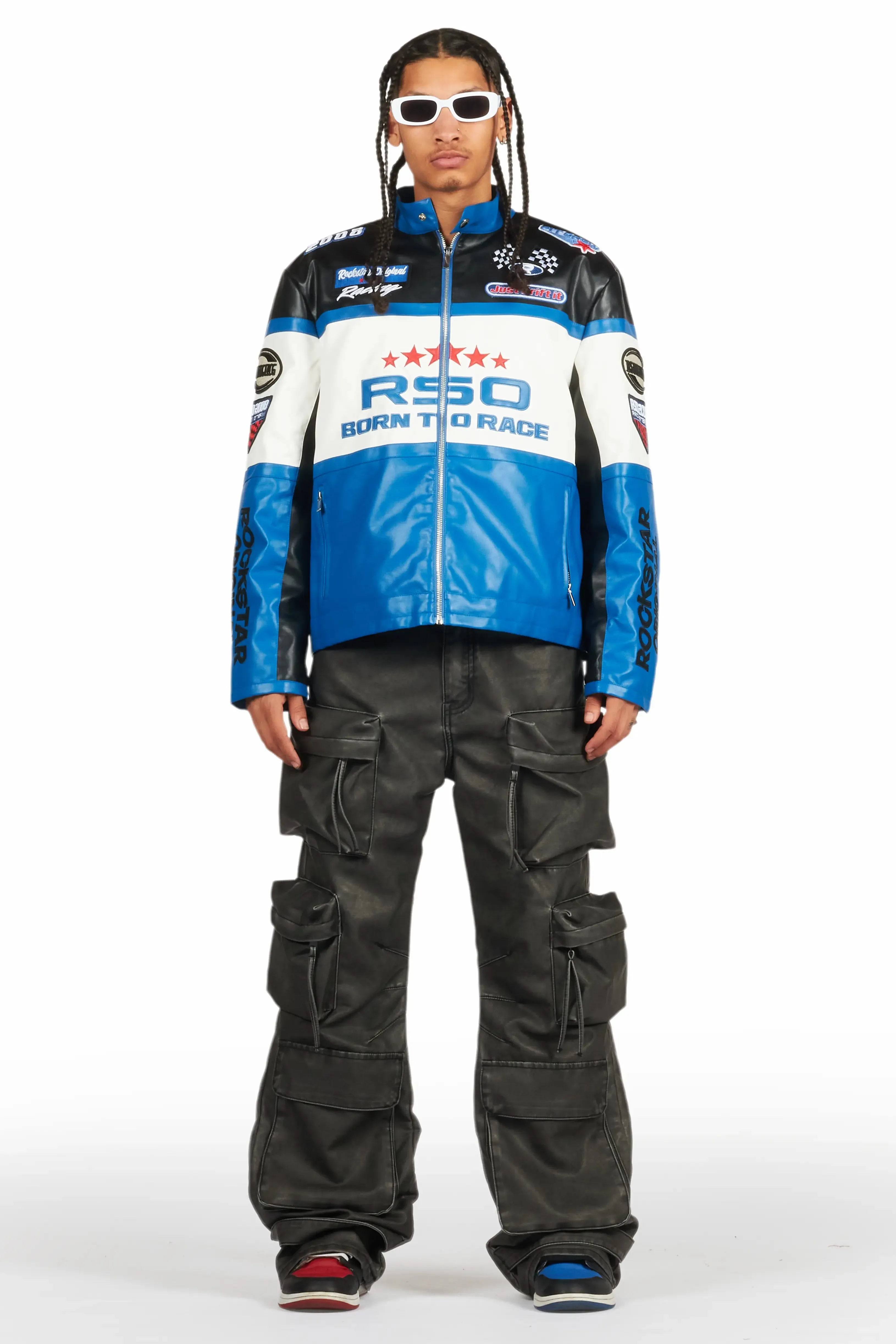 Lenz Black Distressed PU Stacked Leather Jean sold by Rockstar Original product image thumbnail 2