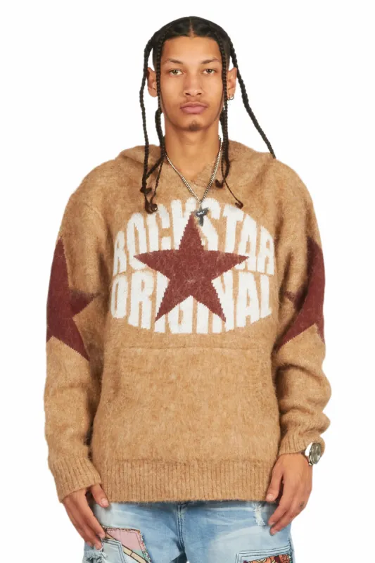 States Brown Graphic Knitted Mohair Hoodie sold by Rockstar Original