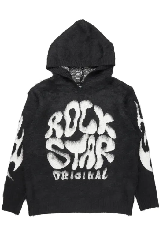 Hakon Black Graphic Knitted Hoodie sold by Rockstar Original